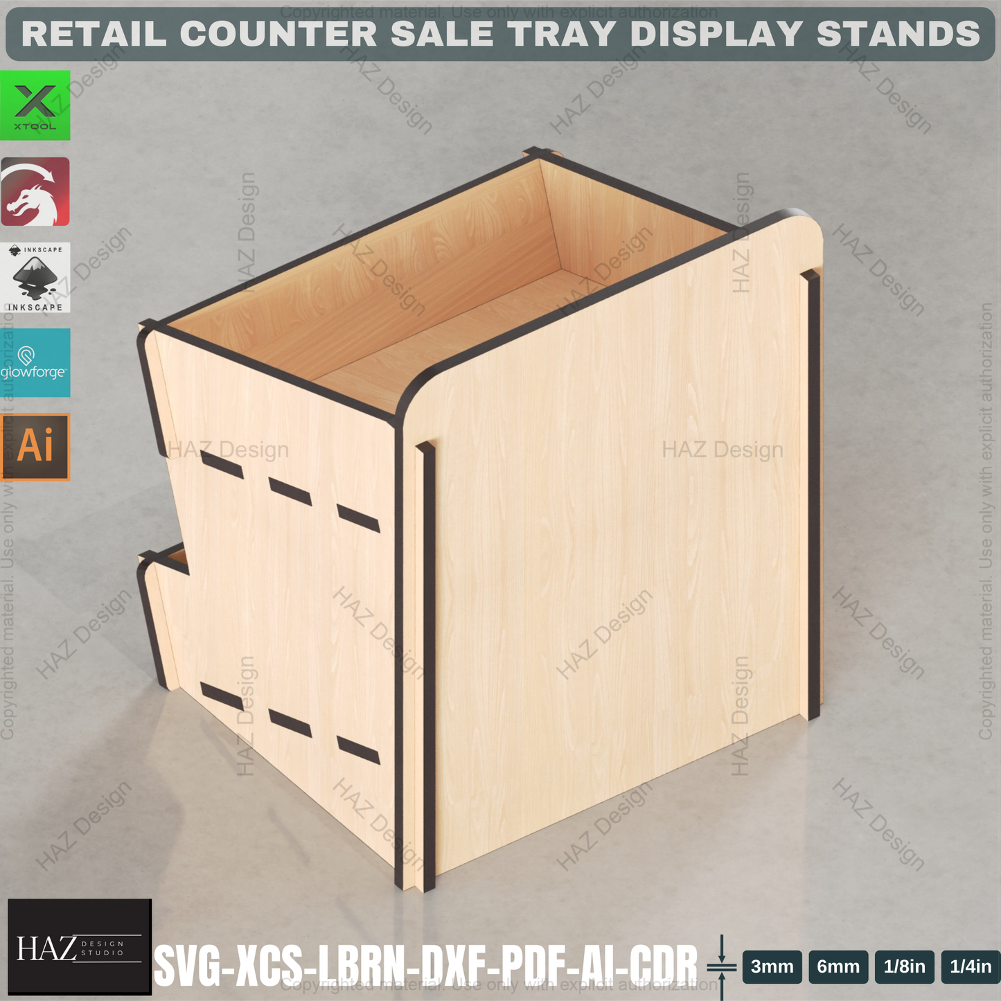 Laser Cut Counter Tray Display Set | Multi-Size Organizer Stands | Retail & Market Ready Files 440