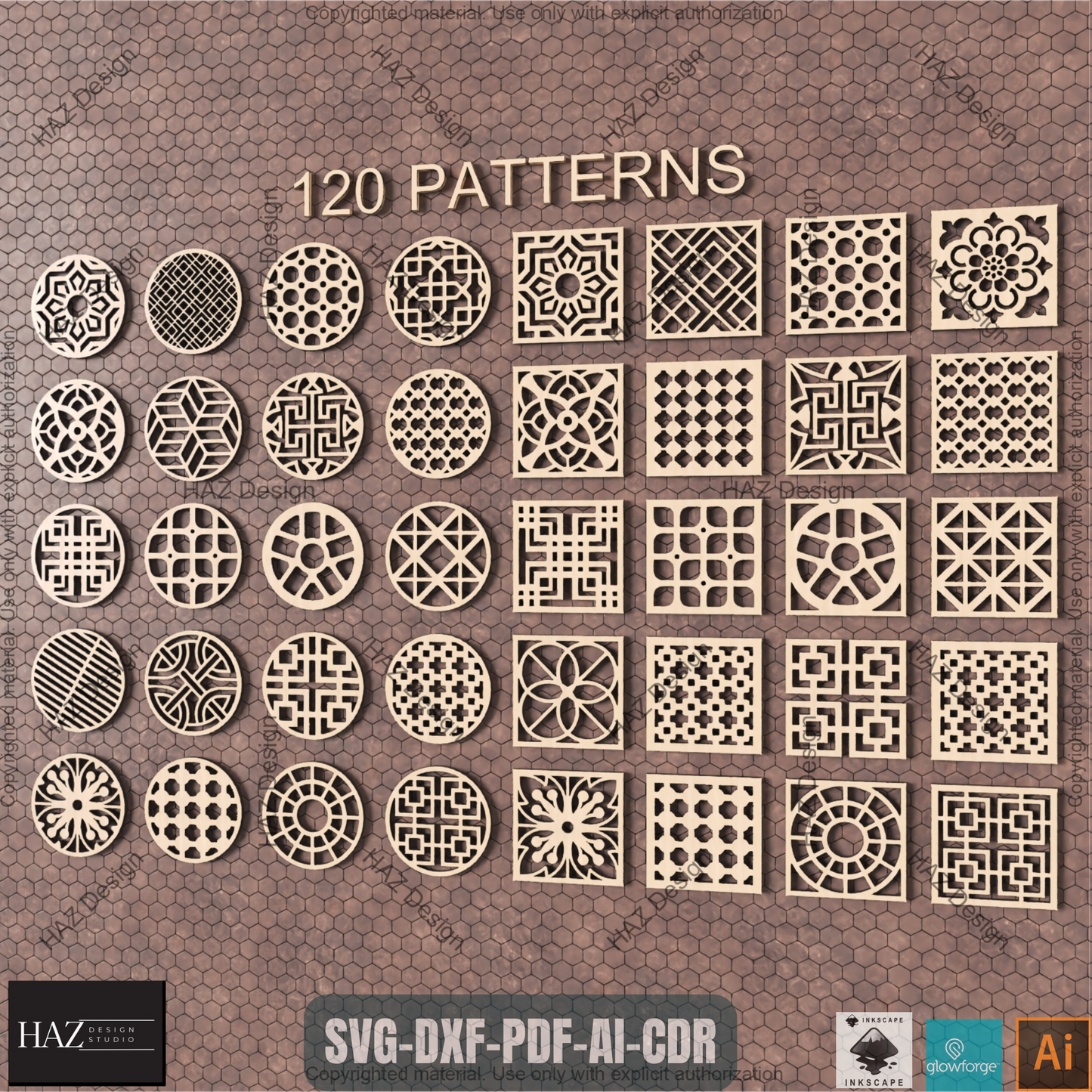 Ultimate 120 Geometric Patterns Collection for Laser Cutting Projects, Symmetrical Design Templates Craft Bundle 460