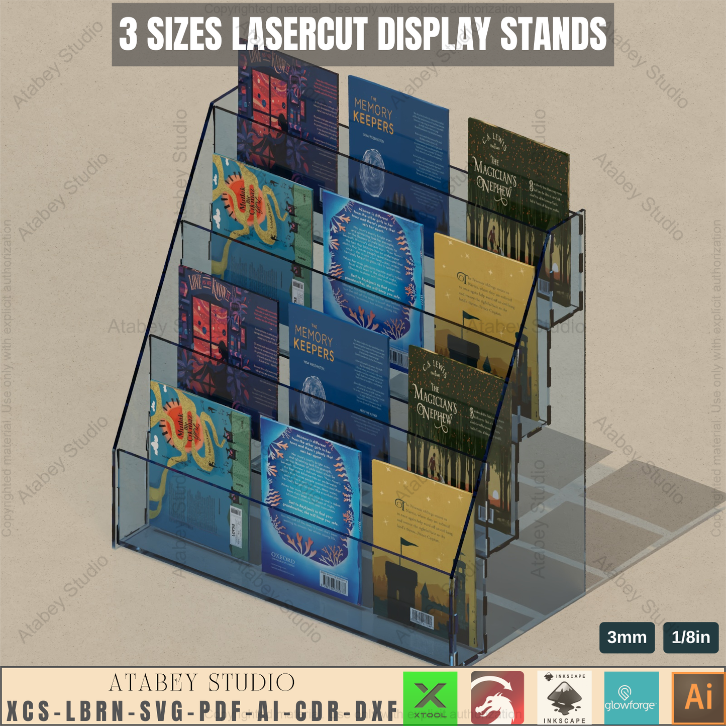 Laser Cut Tiered Display - 3 Shelf Wood Stand - Craft Fair Display - Retail SVG - Book Stand 934