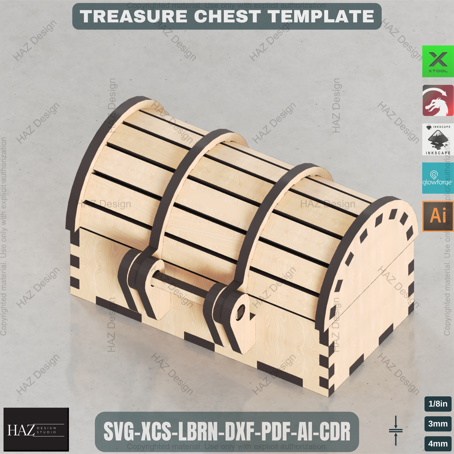 DIY Micro Treasure Chest Laser Cut Files for Glowforge - Create Your own Miniature Treasure Chest 182
