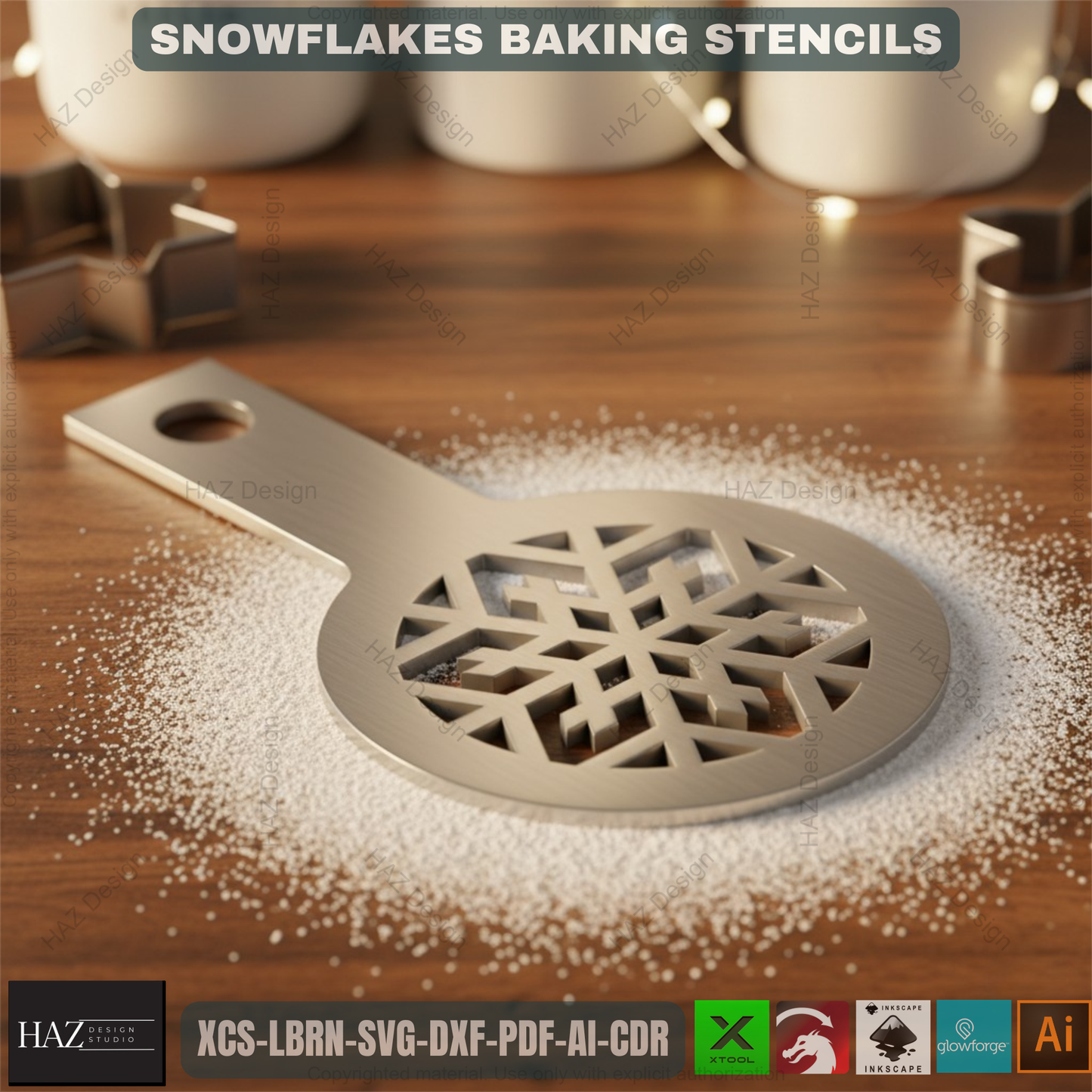 Christmas Snowflake Baking Stencil Set for Cookies, Cakes & Coffee – Festive Kitchen DIY Decorating Templates for Holiday Treats 485