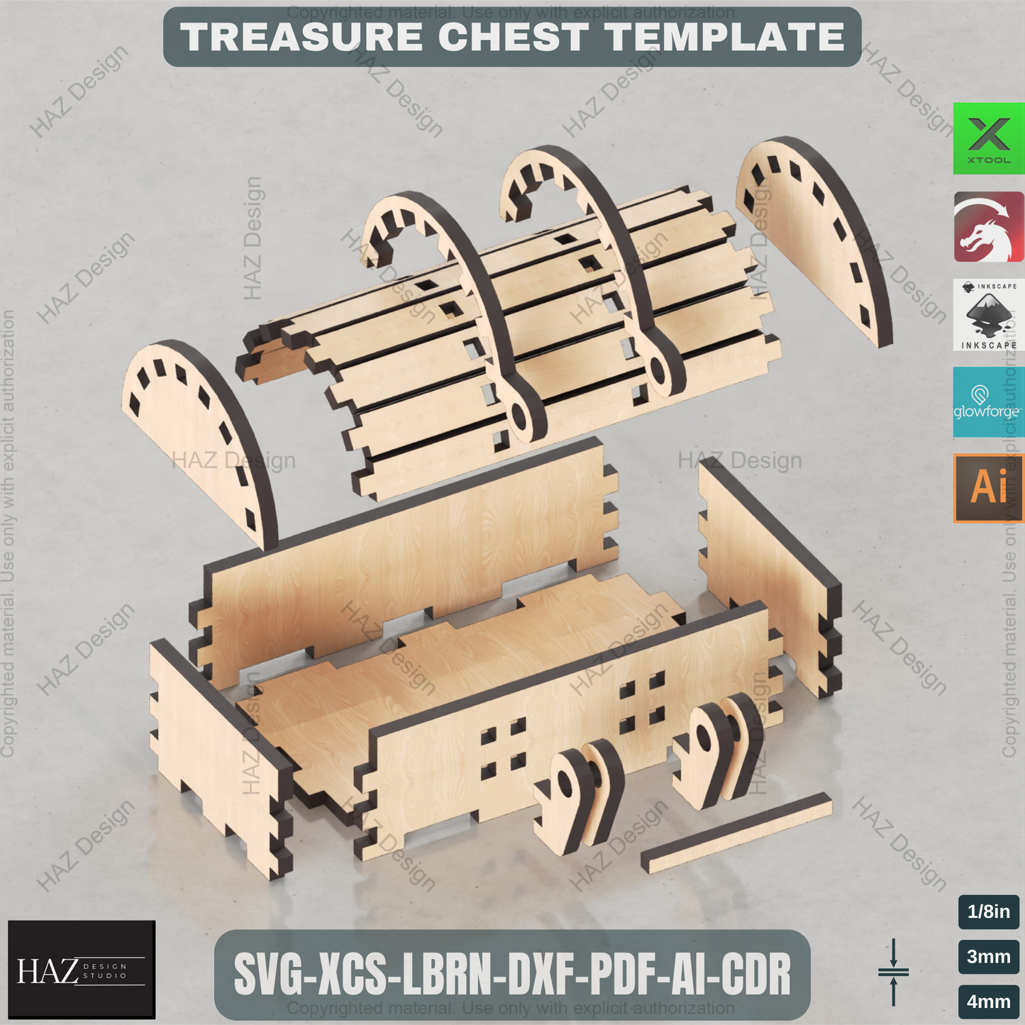 DIY Micro Treasure Chest Laser Cut Files for Glowforge - Create Your own Miniature Treasure Chest 182