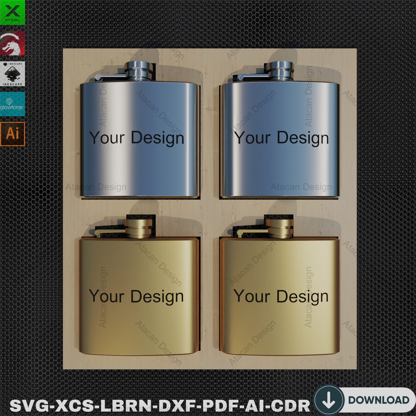 Laser Cut Flask Jig: Engrave Multiple Items, Perfect for Gifts,Flask & Card Jig: Laser Engraving Template, Precise Alignment 465