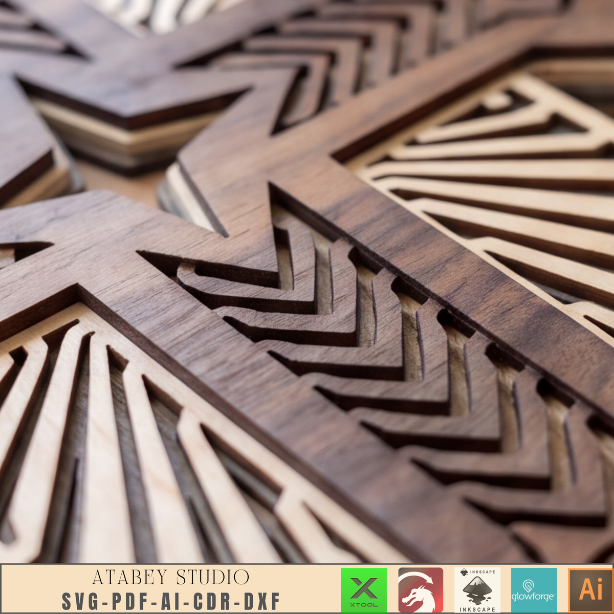 Layered Wooden Cross Laser Cut File Christian Wall Art Nativity Church Decor Vector Pattern