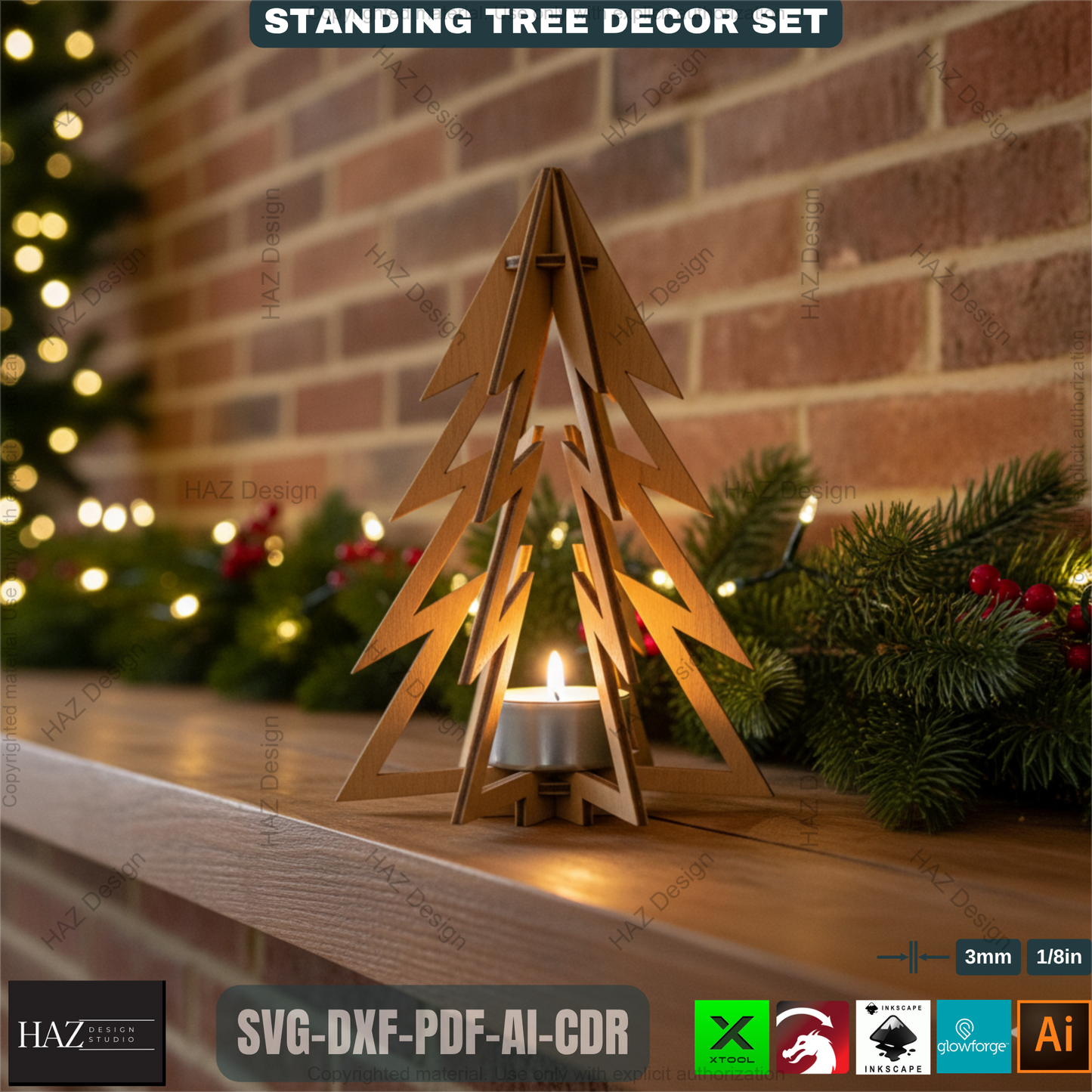 Christmas Tealight Tree Decor, Wooden Snowflake Table Lamp, DIY Laser Cut Holiday Gift, Unique Winter Centerpiece Craft 491
