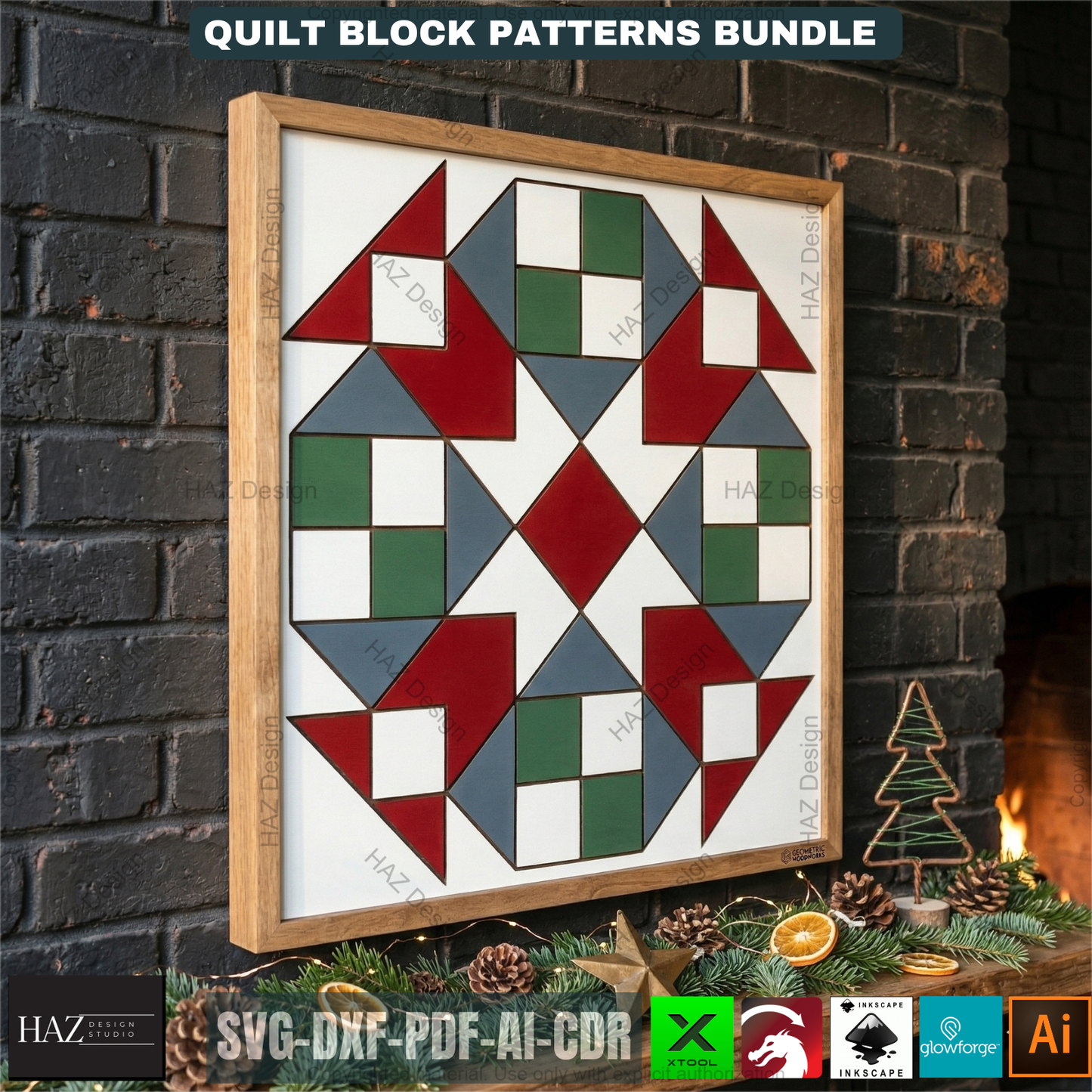 Cardinal, wreath, pumpkin, tree, flower, barn quilts patterns pdf / Svg vector 527