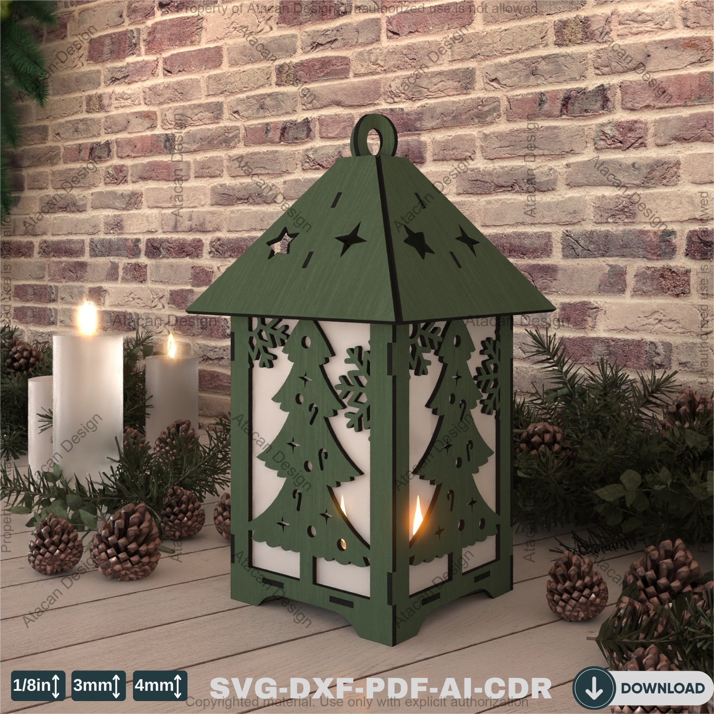Wooden Christmas Tree Lantern – Snowflake Night Light for Festive Decor-Snowflake Stage Lantern – Table Decor794