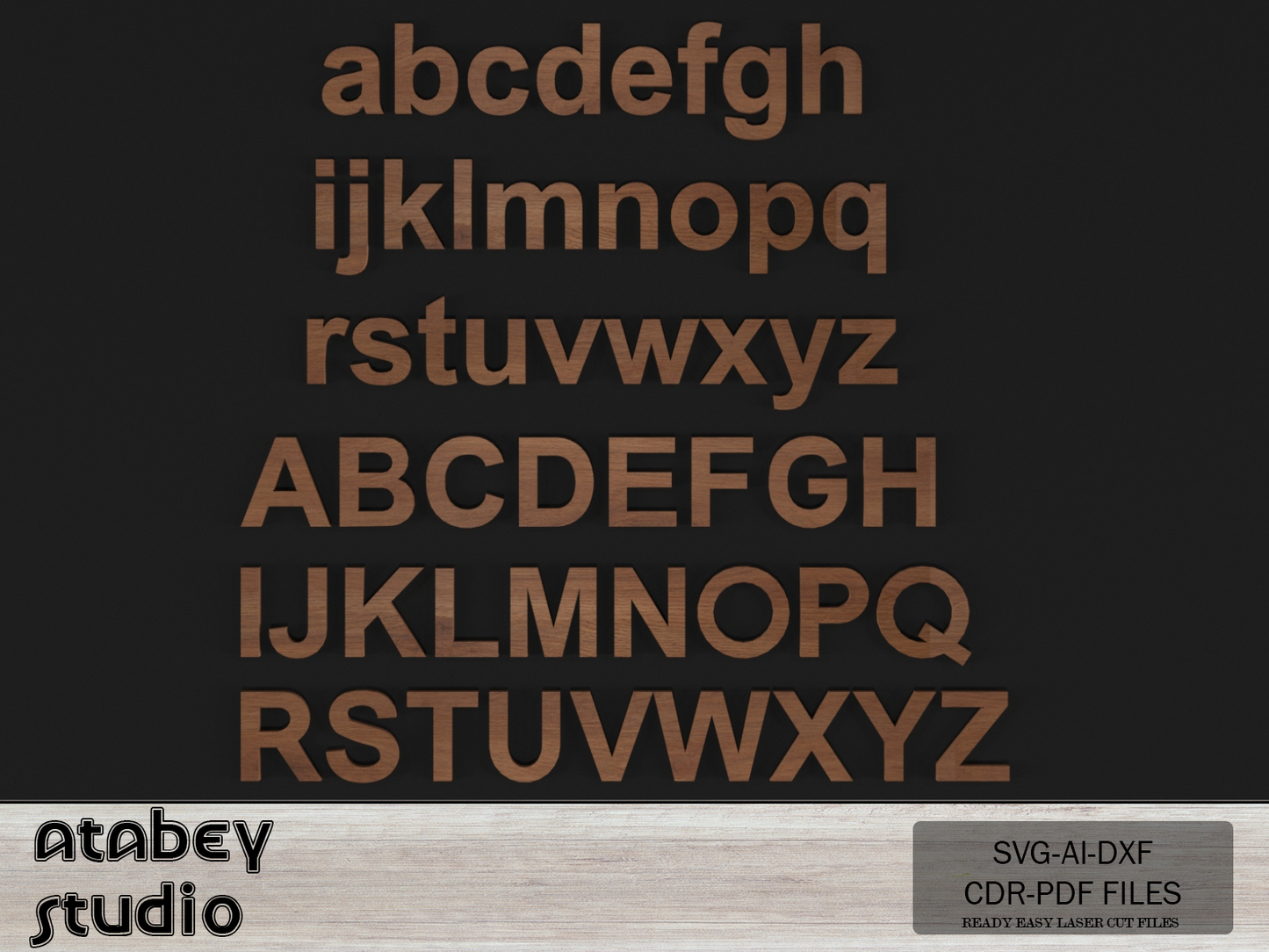 Customizable Wooden Alphabet - Uppercase and Lowercase Letter Cut Plans for Laser Cutting Machines 723