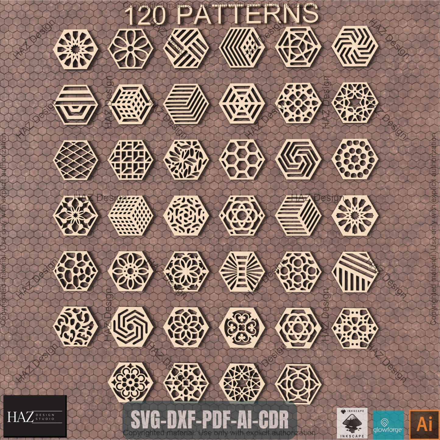 Ultimate 120 Geometric Patterns Collection for Laser Cutting Projects, Symmetrical Design Templates Craft Bundle 460
