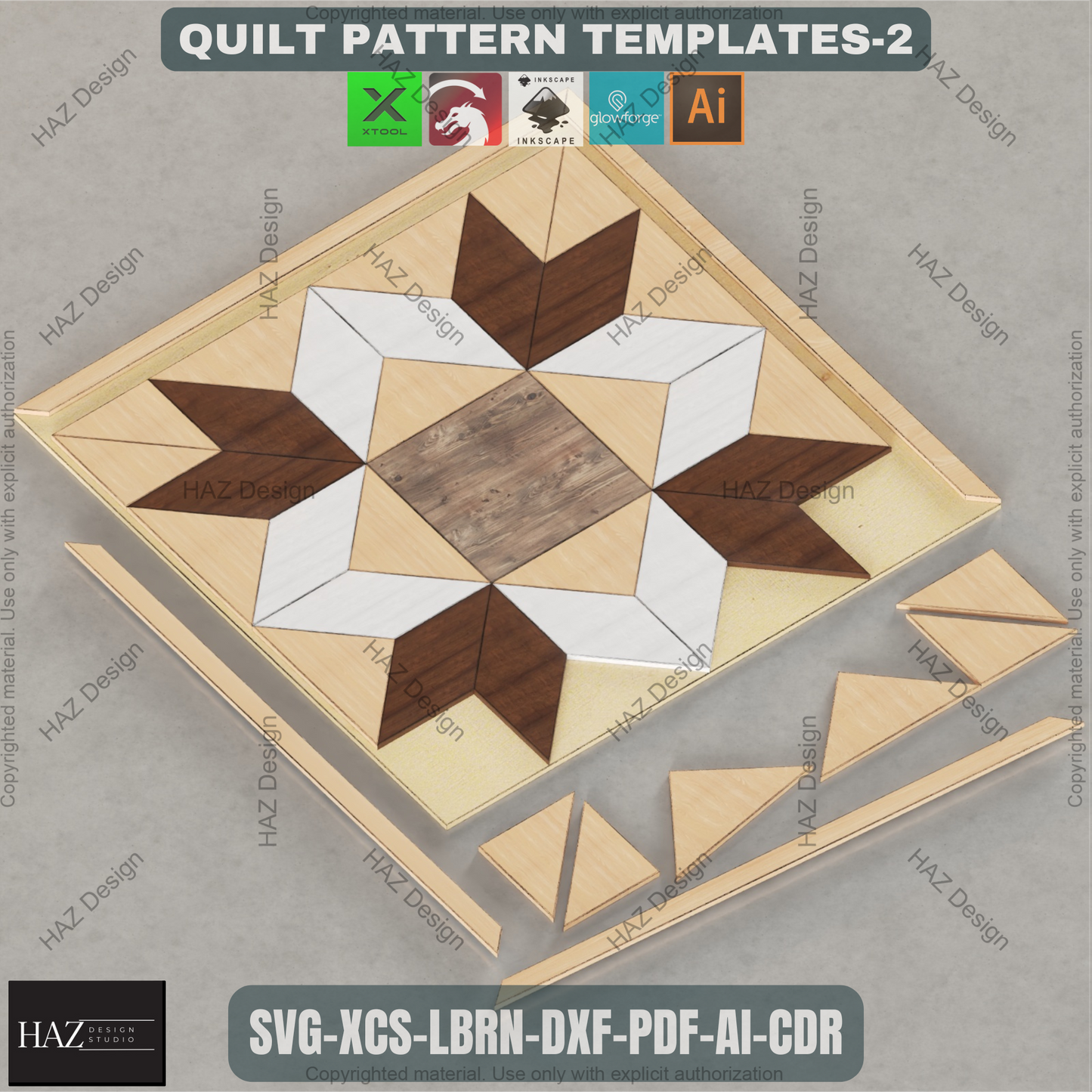 Rustic Barn Quilt SVG Bundle, 6 Wood Grain Quilt Patterns, Laser Cut Files for Glowforge, Natural Farmhouse Wall Art Decor 462