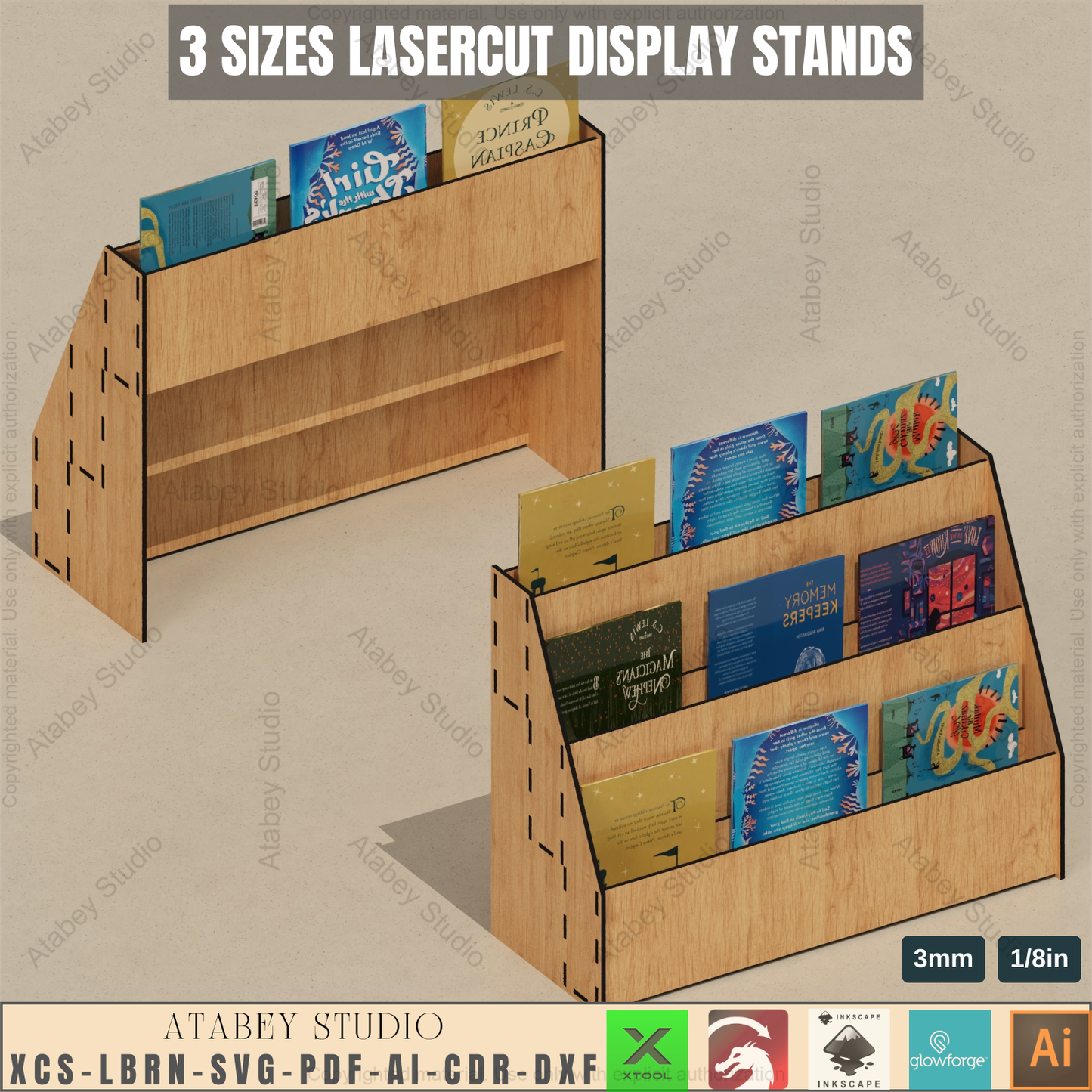 Laser Cut Tiered Display - 3 Shelf Wood Stand - Craft Fair Display - Retail SVG - Book Stand 934
