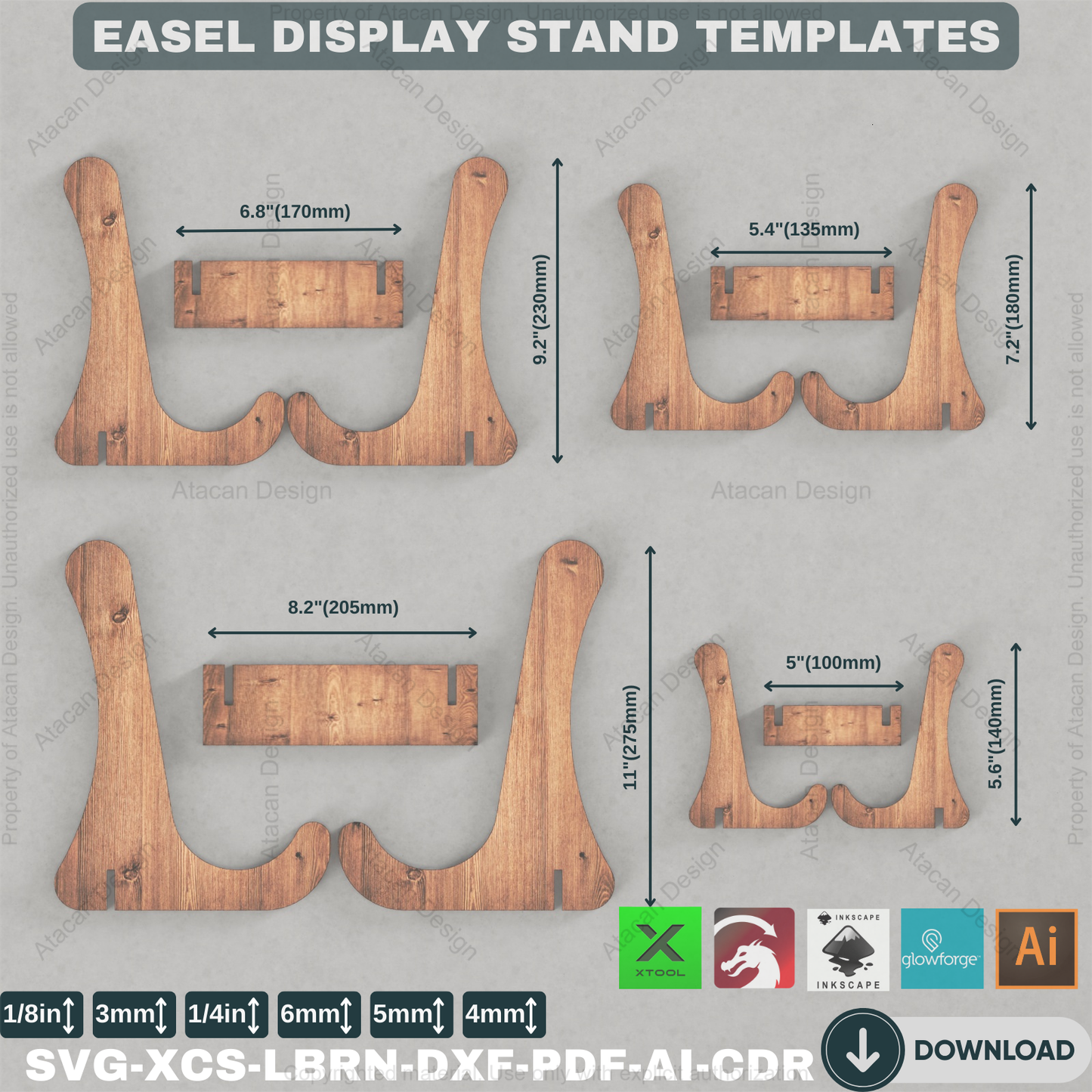 Laser Cut Frame Plate Stand / Laser cut vectors / Photo holder / Display Stand / Laser cut files ADS080