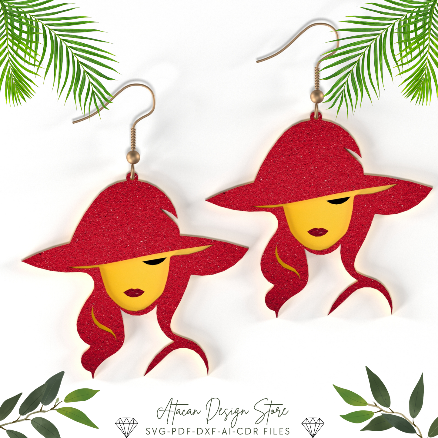 Stylish Hat, Afro Silhouette, Cocktail,Sailboat, Gender Symbols, Palm Tree, Snowflake, Mountain Earrings - Unique Jewelry Design Set 661