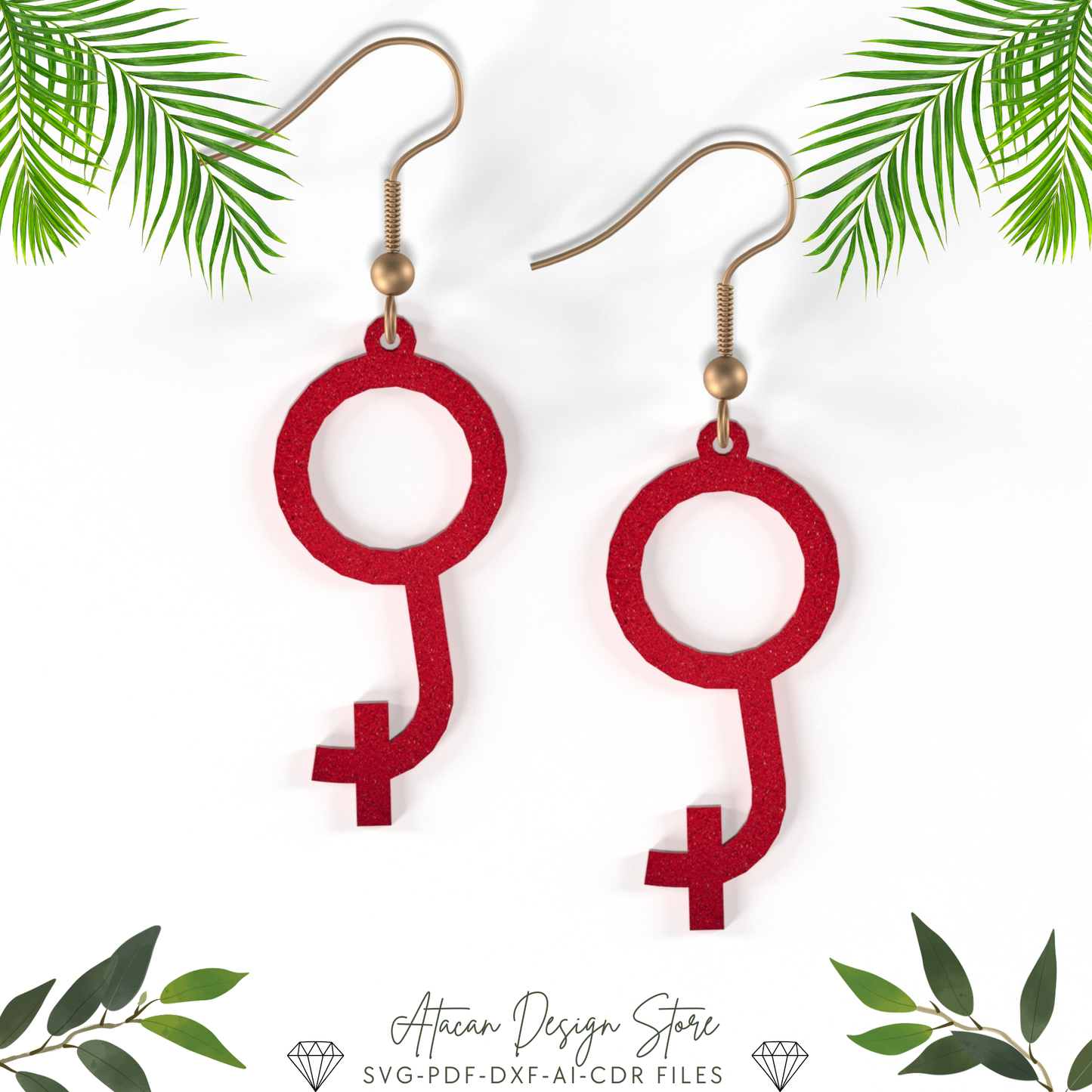 Stylish Hat, Afro Silhouette, Cocktail,Sailboat, Gender Symbols, Palm Tree, Snowflake, Mountain Earrings - Unique Jewelry Design Set 661