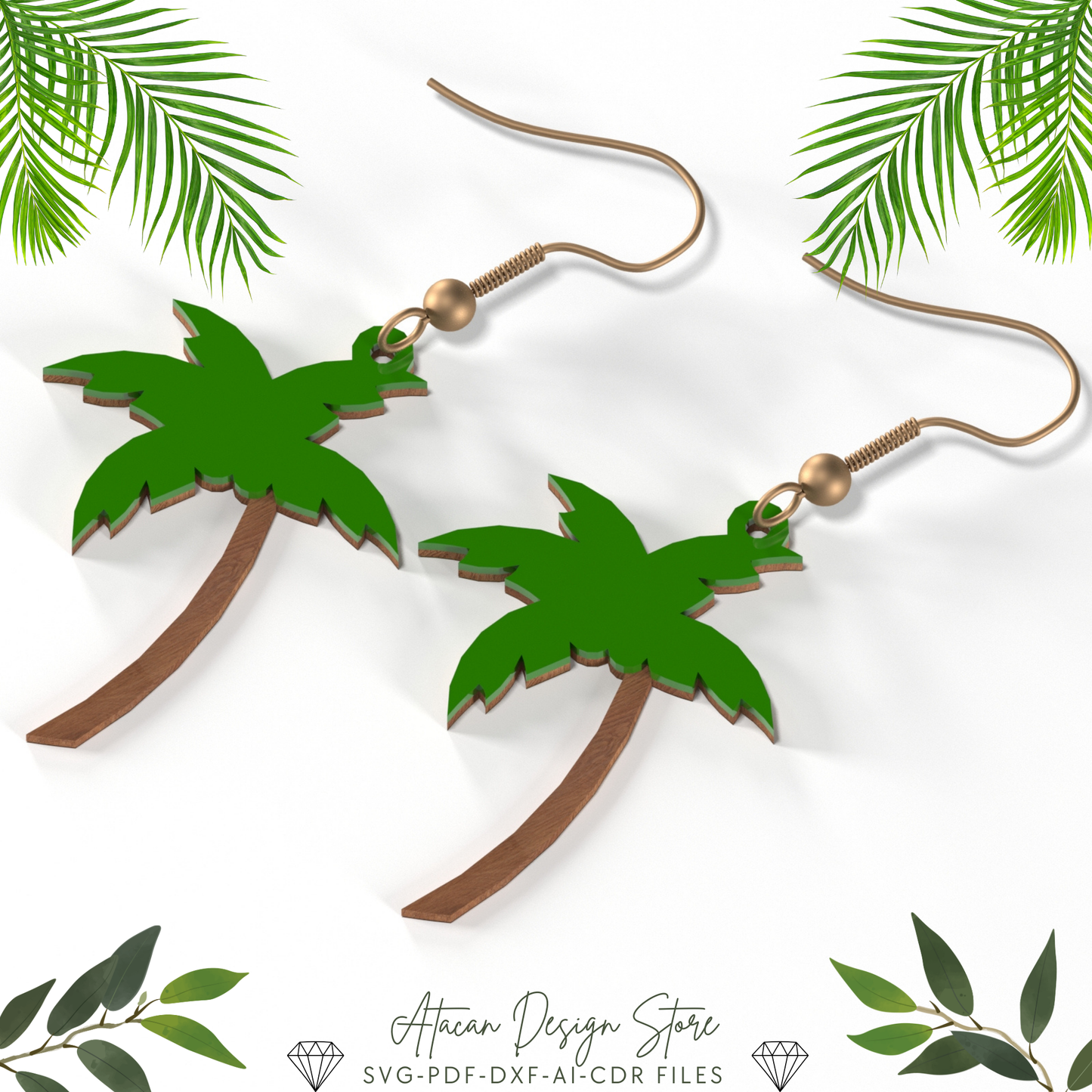 Stylish Hat, Afro Silhouette, Cocktail,Sailboat, Gender Symbols, Palm Tree, Snowflake, Mountain Earrings - Unique Jewelry Design Set 661