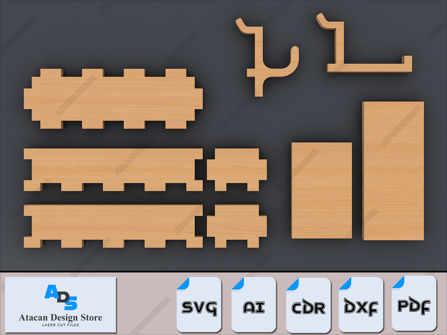 004 Pegboard Display, Hooks, Shelfs and Earrings Laser cut SVG files 368