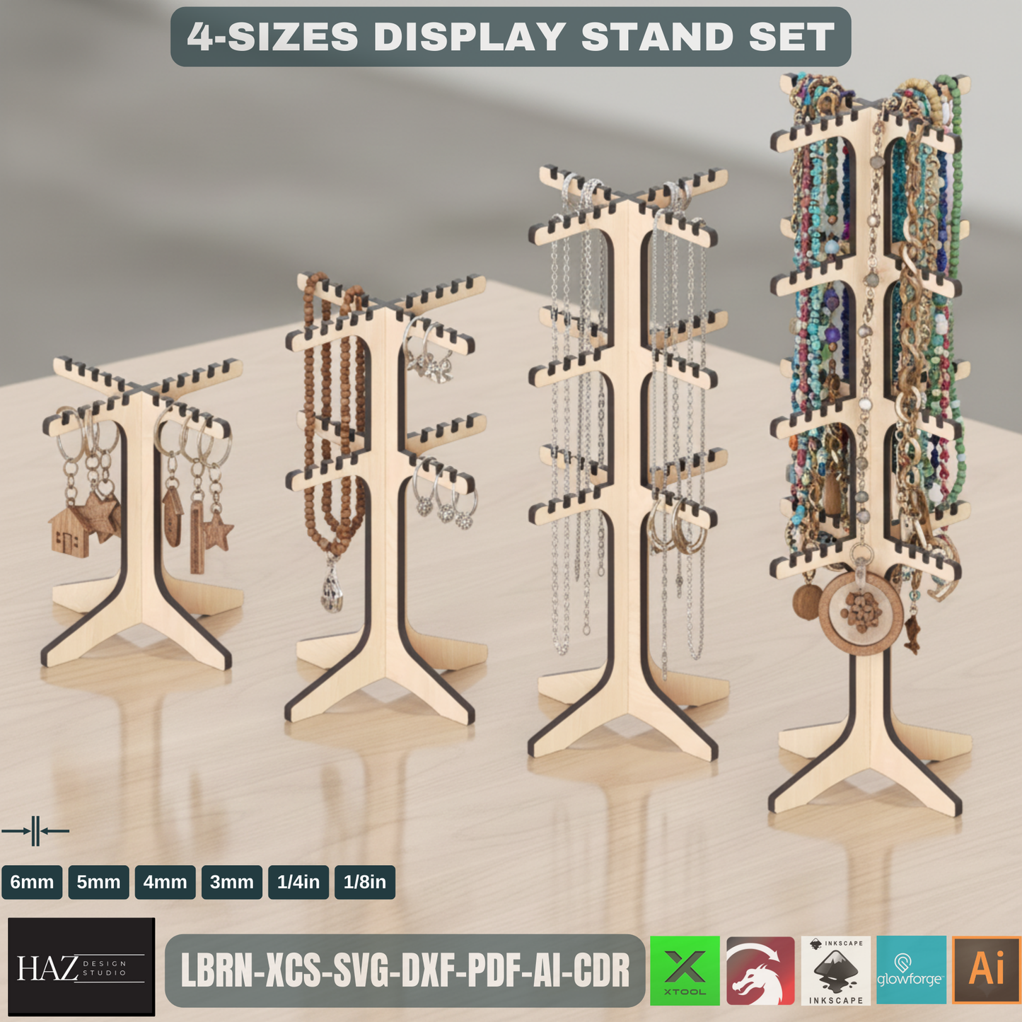 Laser Cut Keychain Necklace Jewelry Display Stand - Instant Download SVG Dxf Cdr Ai Pdf Files 191
