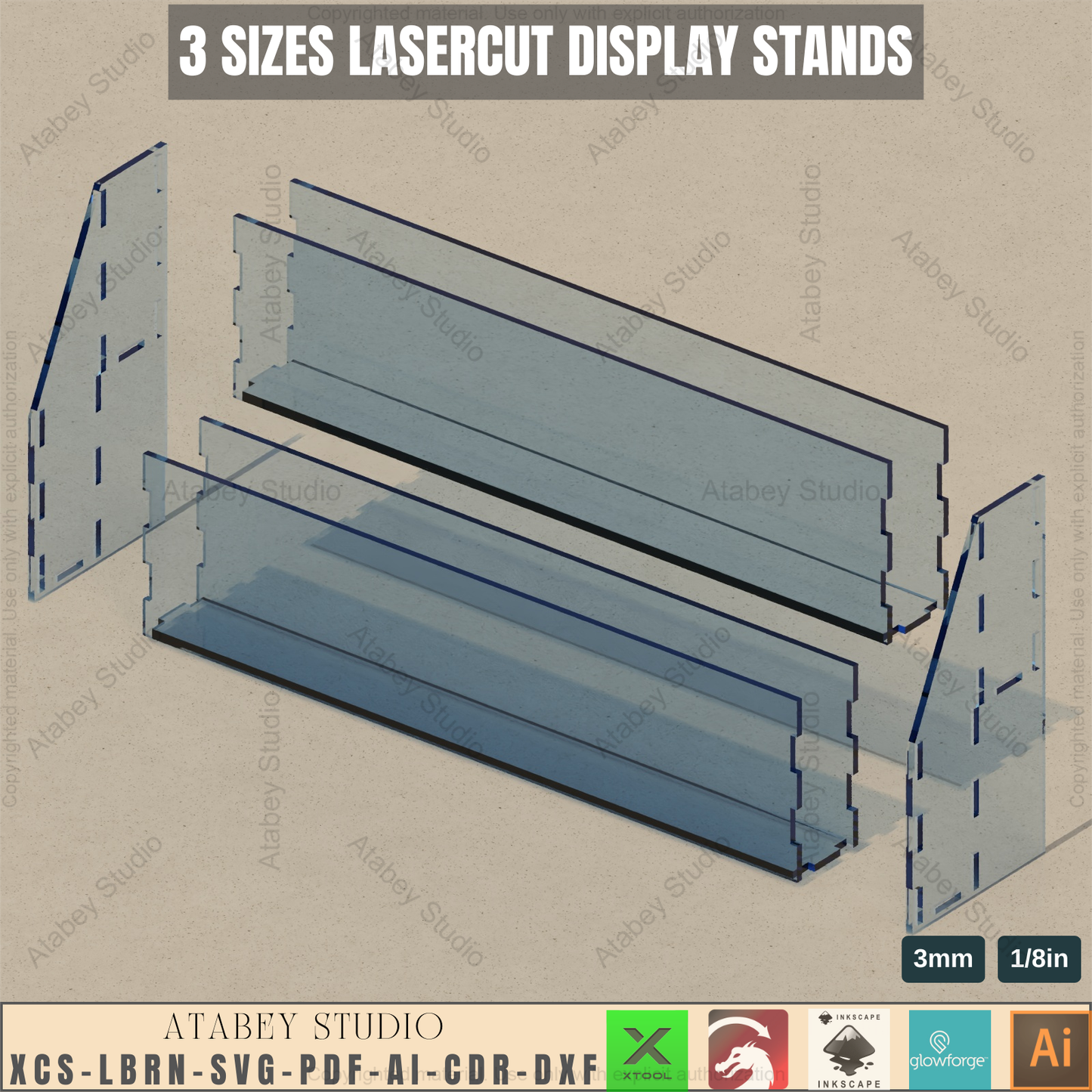 Laser Cut Tiered Display - 3 Shelf Wood Stand - Craft Fair Display - Retail SVG - Book Stand 934