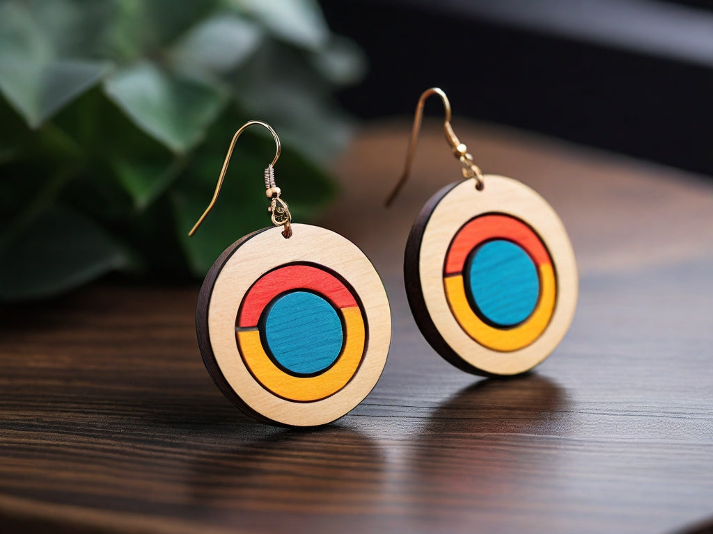 Rainbow Themed Laser Cut Earrings – Colorful Wooden Jewelry Design Files 409