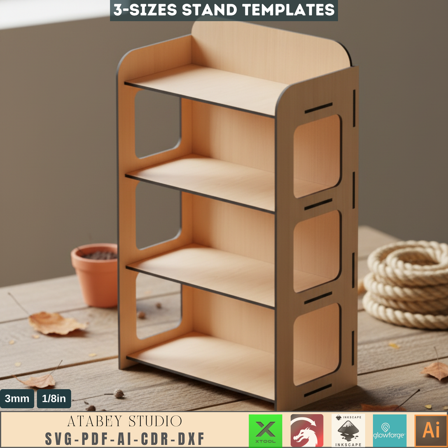 3 Size Wooden Stands - Craft fair display - Wood Retail Stand - Laser Vector Cut Files 576