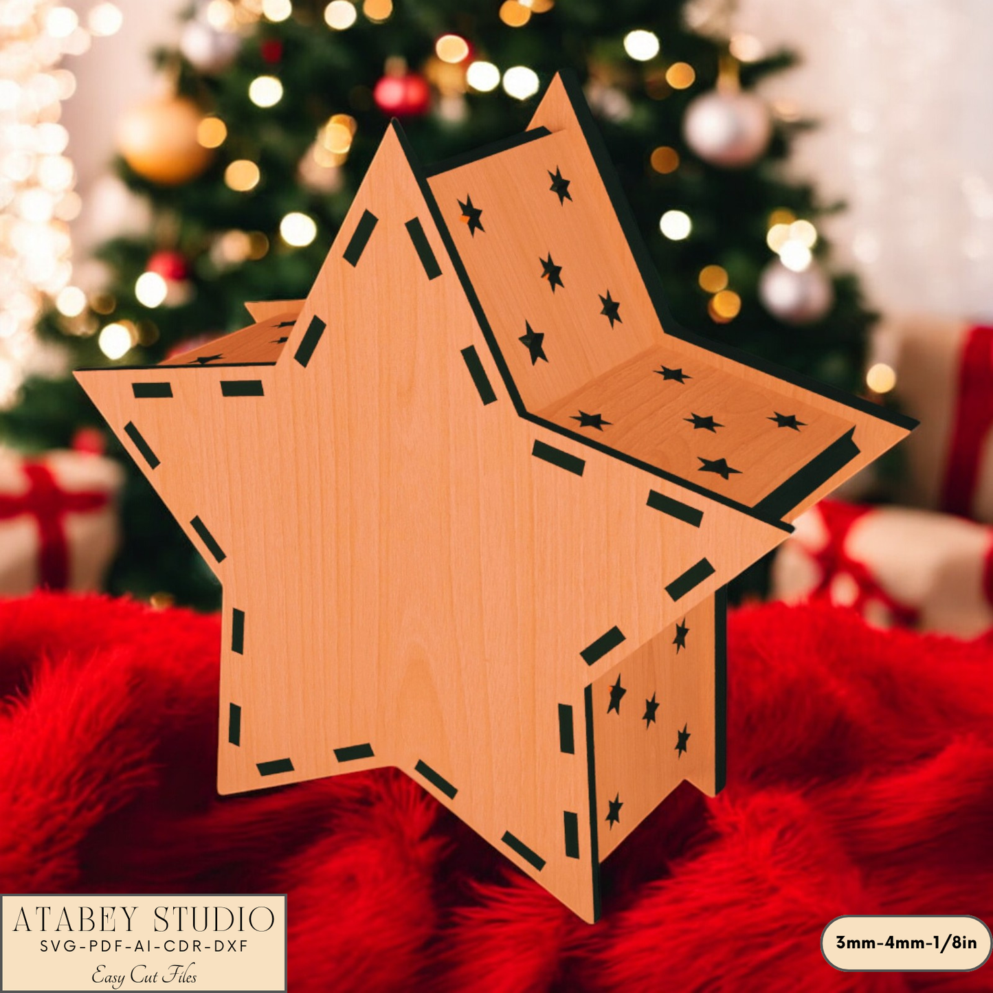 Christmas Star Lantern Laser Cut Design - Festive Candle Holder Elegant Design - Perfect Laser Cut Holiday Decoration 908