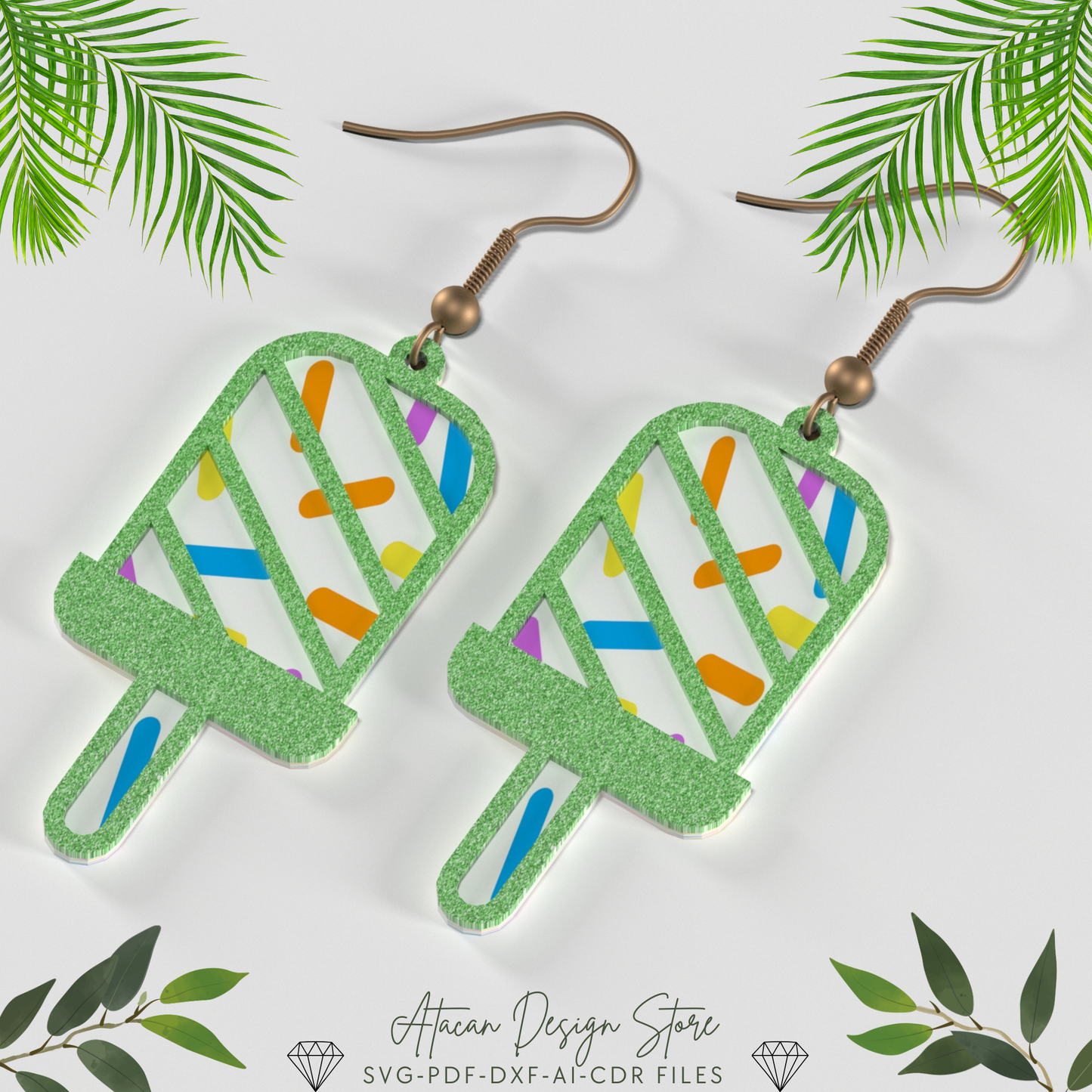 Stylish Hat, Afro Silhouette, Cocktail,Sailboat, Gender Symbols, Palm Tree, Snowflake, Mountain Earrings - Unique Jewelry Design Set 661