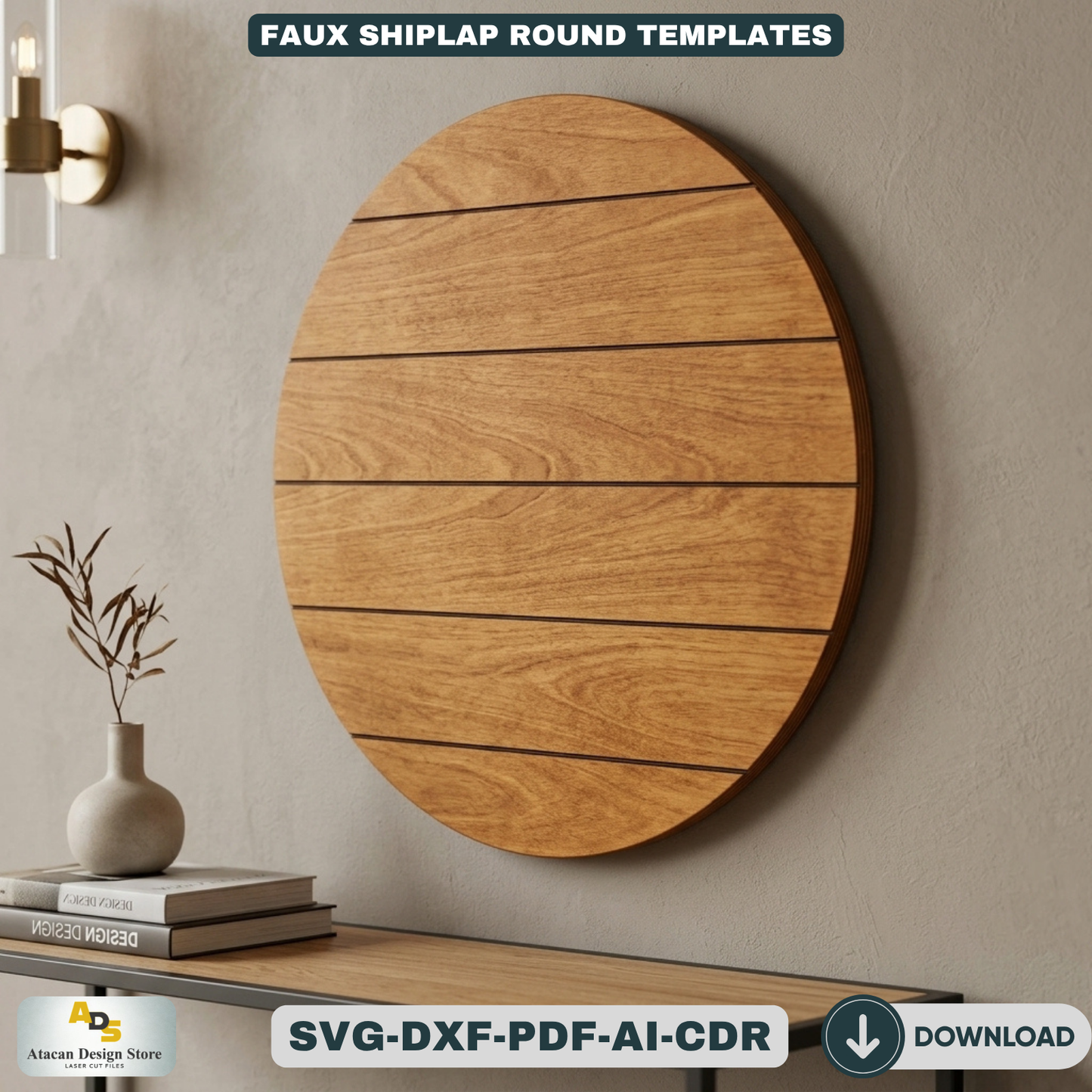 Faux Shiplap Blank Round / Blank Circle Engrave Lines / Door Hanger Nursery Name Sign 118