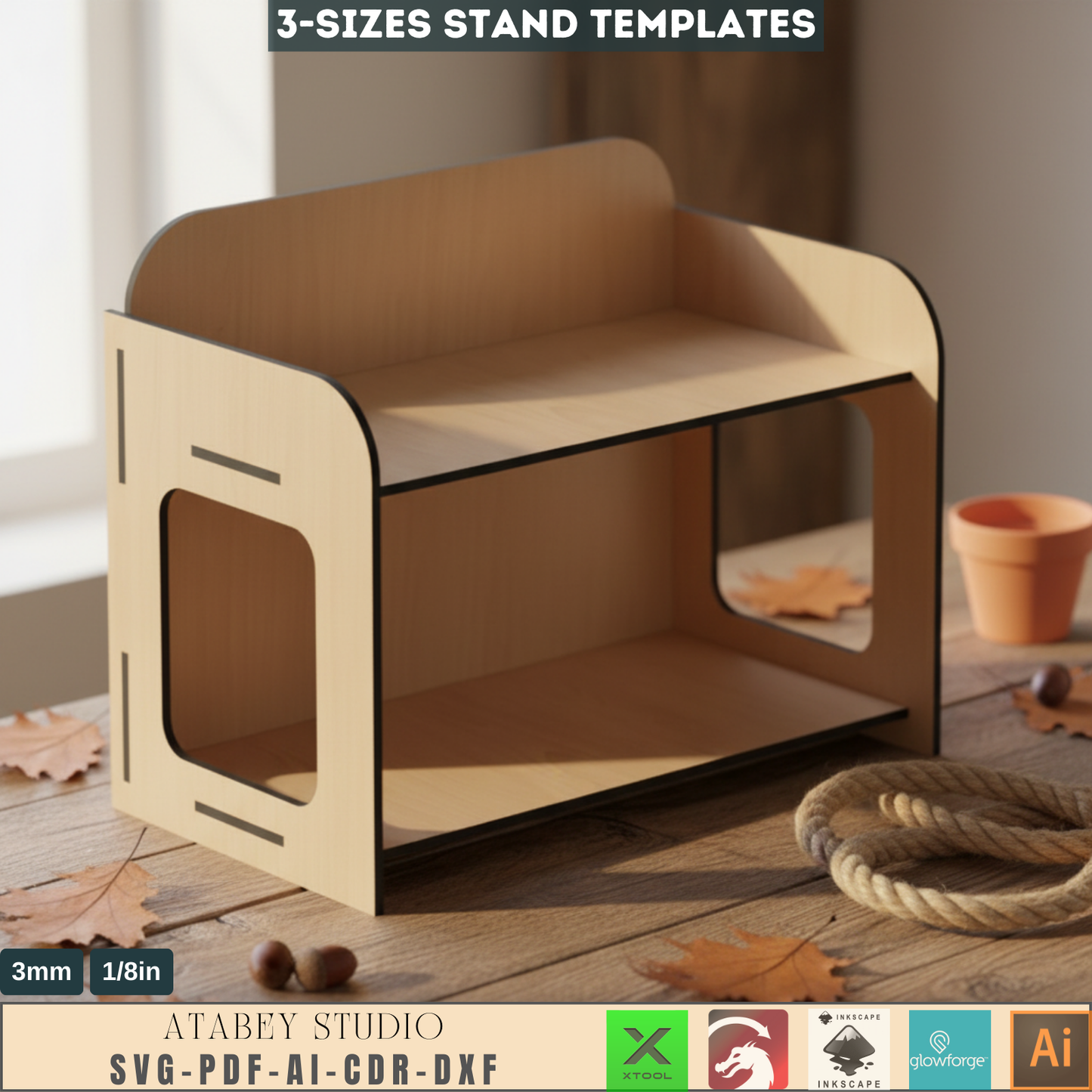 3 Size Wooden Stands - Craft fair display - Wood Retail Stand - Laser Vector Cut Files 576