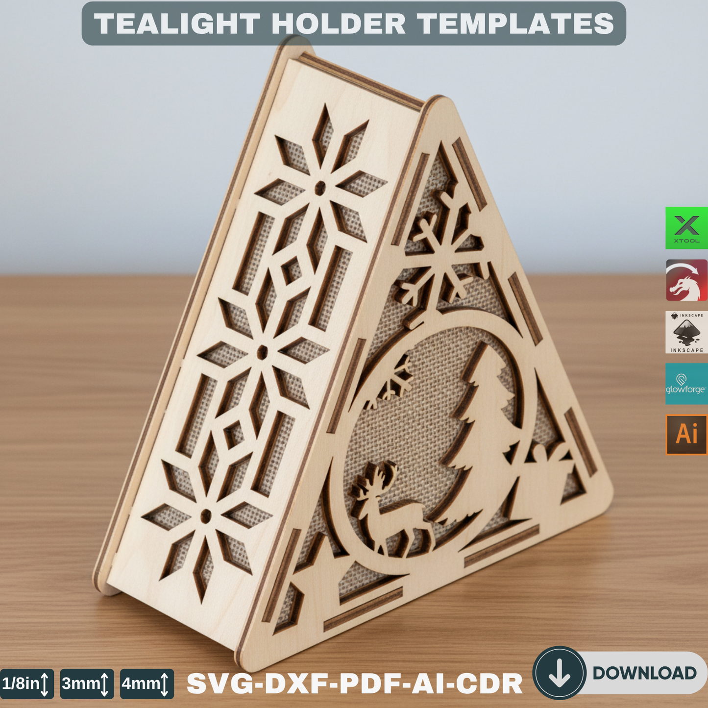 Festive Snowman Gingerbread Candle Holder – Laser Cut Christmas Triangle Decor for Glowforge and XTool 780
