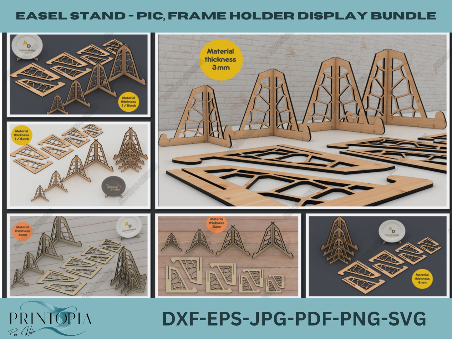 Versatile Easel Stand Bundle for Laser Cutting Perfect for Frames Pics,Ideal for 3mm Laser Cutting Projects 137