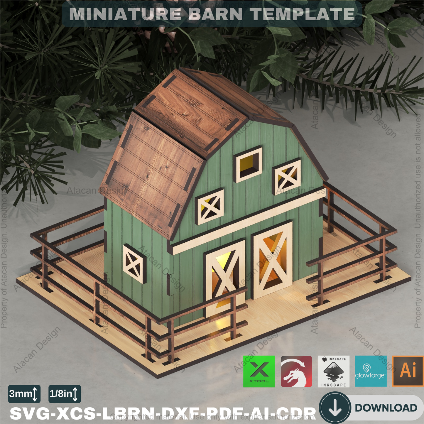 Laser Cut Farm Barn Template | Build Your Mini Village Scene | Model Building Plan 882