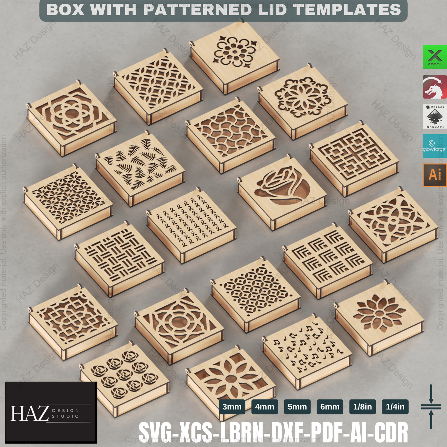 Laser Cut Gift Box: 20 Unique Lid Patterns, Jewelry Box 412
