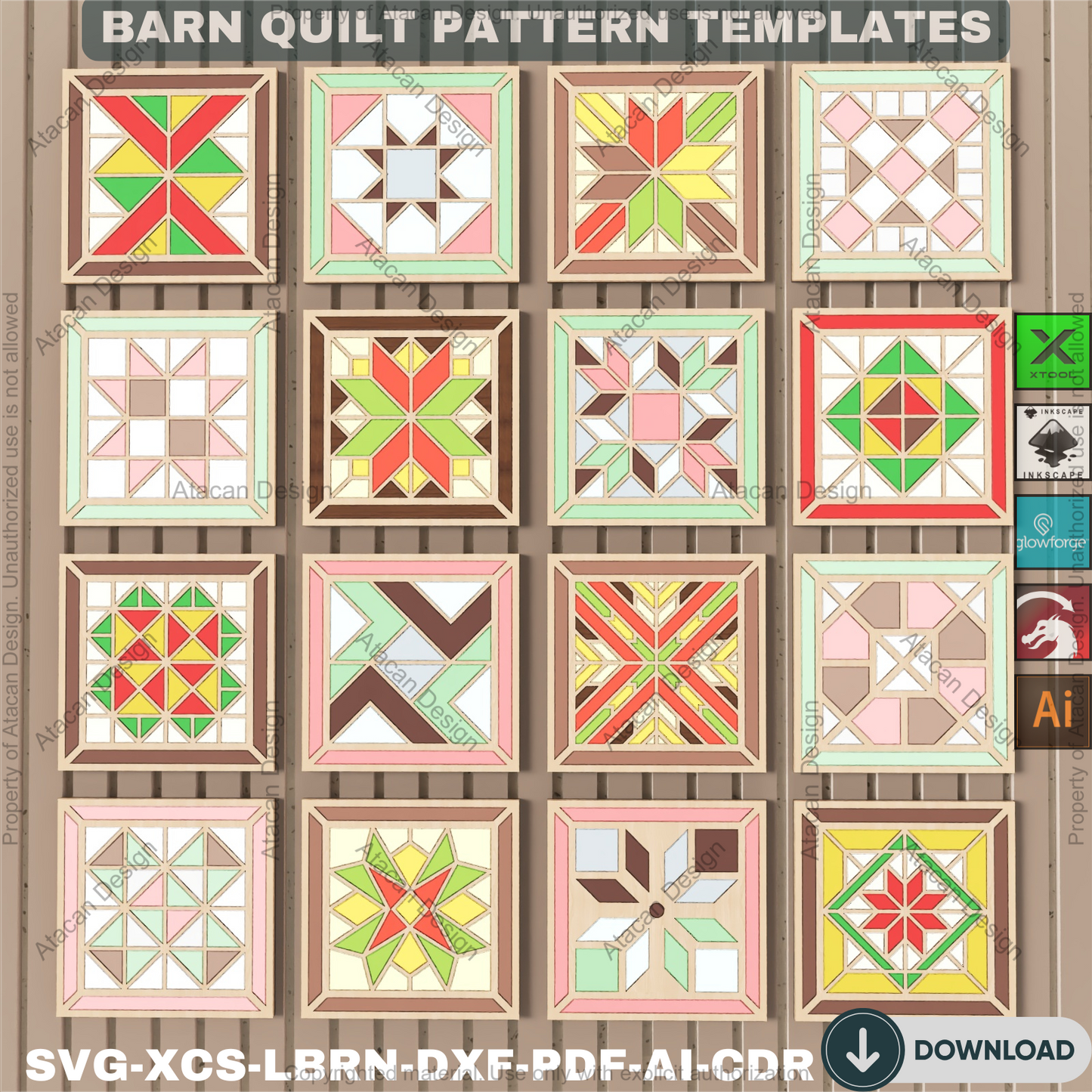 Festive Christmas Quilt Blocks SVG Bundle • Rustic Farmhouse Laser Cut Decor • Holiday Wall Art Coaster Templates • DIY Noel Craft Project 893