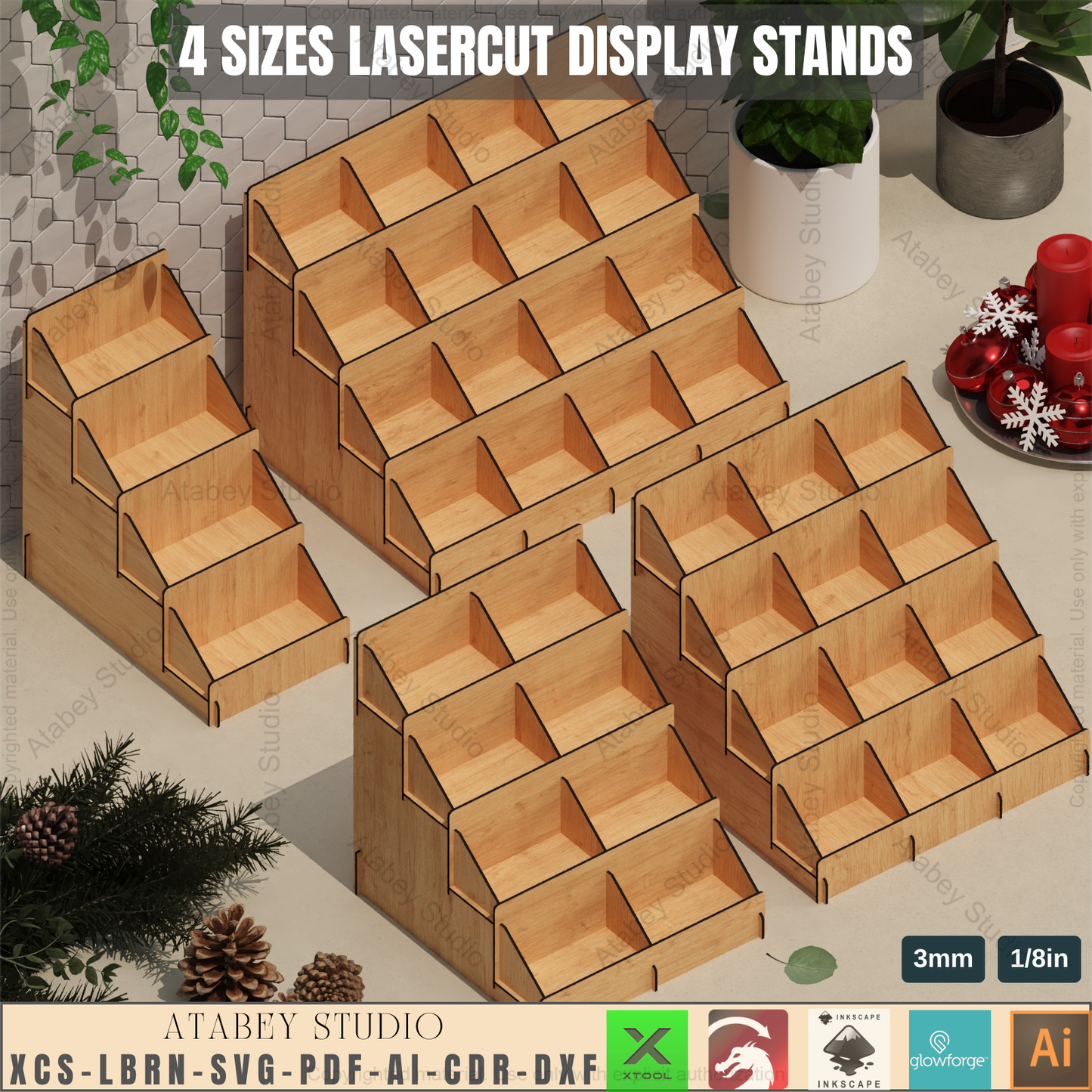 4-Tier Display Stand SVG - Laser Cut Files - Craft Show Display - Retail Display Stand 933