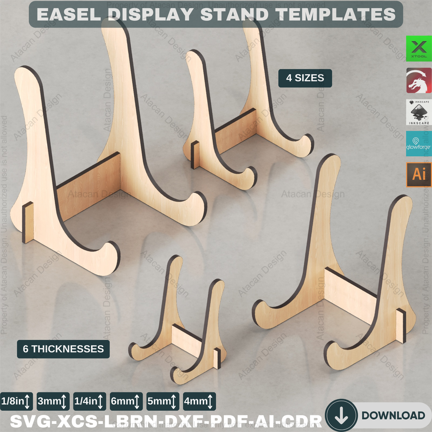 Easel display svg DXF Plate stand Laser cut files / Easel Holder Svg files / Laser Cut Easels ADS079