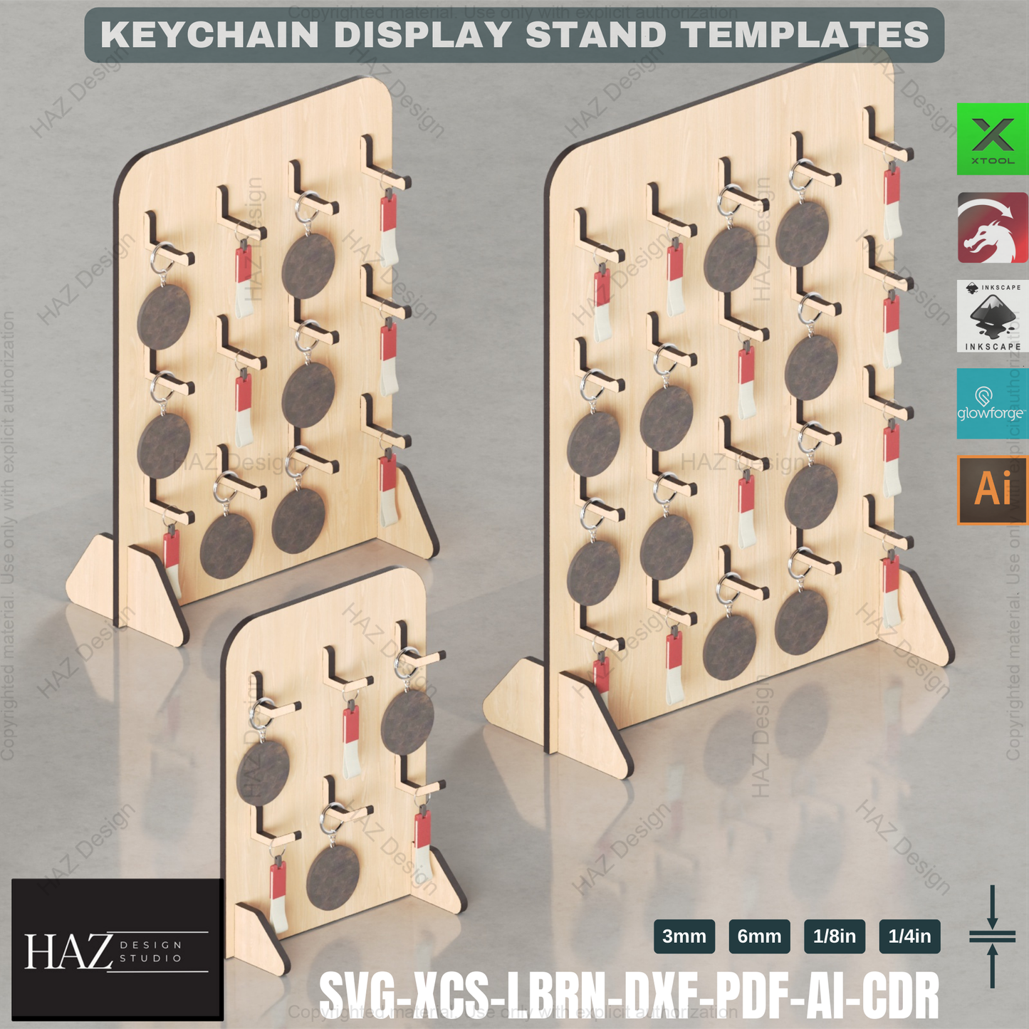 Keychain Display Stand Template - Laser Cut Files - Craft Show Ready 413