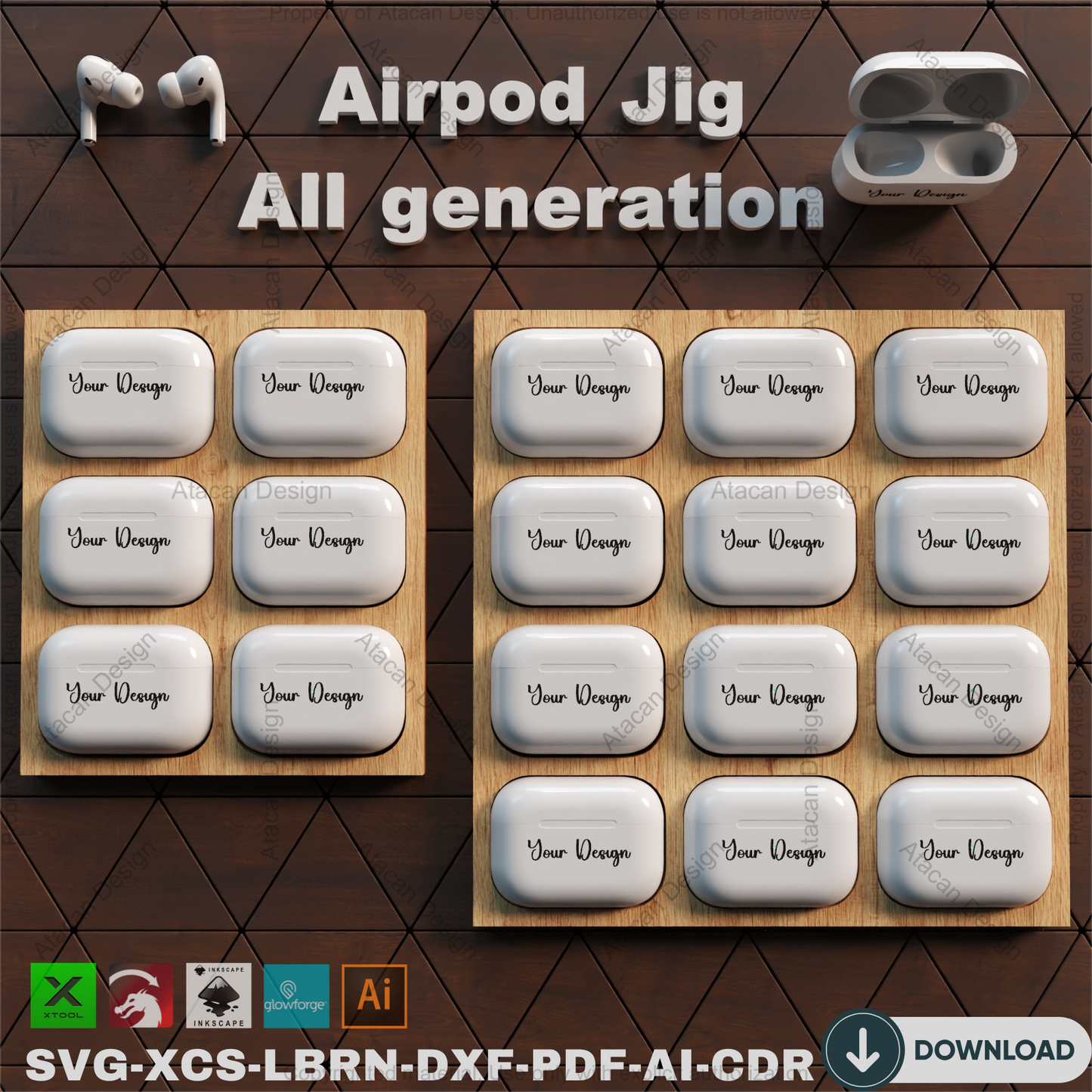 Airpod Jig - Laser Engraving Template, All Generations SVG Vector,Laser Cut Airpod Jig - Engraving Template, All Airpod Models 866