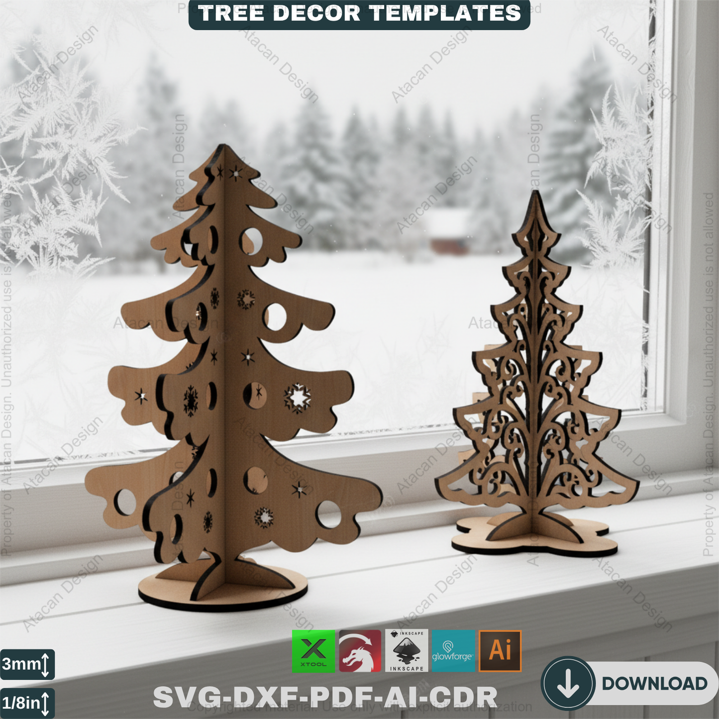 DIY Wooden Xmas Tree Patterns - Laser Cut Files for Creating Festive Holiday Decor 543
