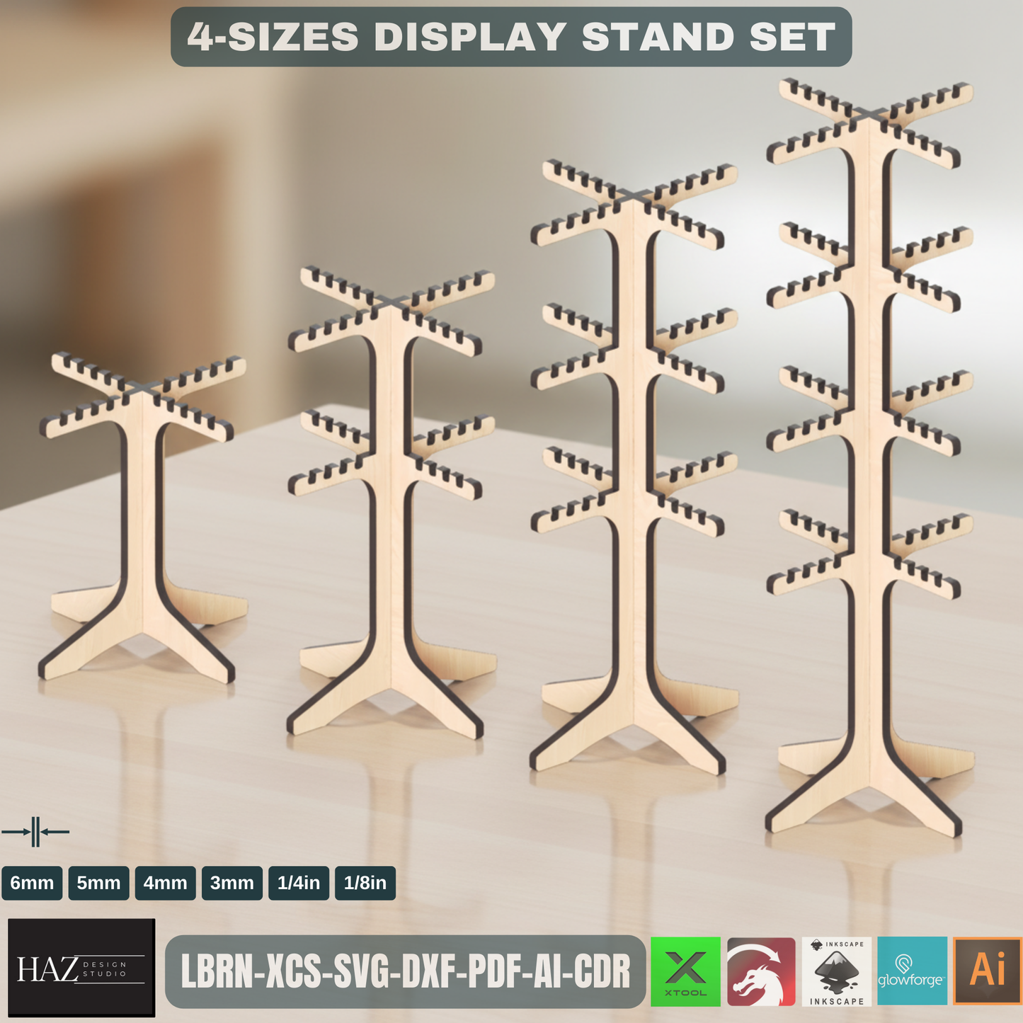 Laser Cut Keychain Necklace Jewelry Display Stand - Instant Download SVG Dxf Cdr Ai Pdf Files 191