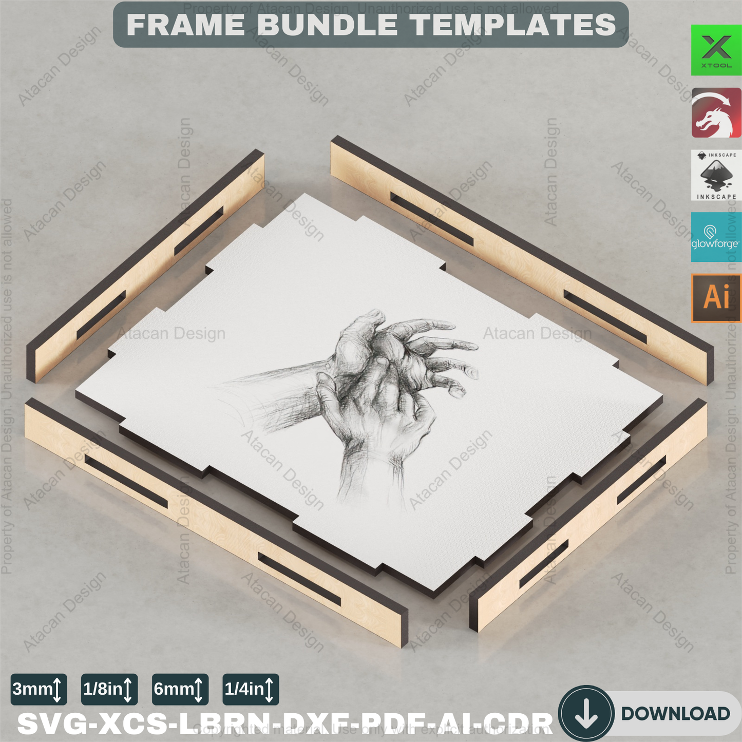 DIY Picture Frame Laser Cut Template | Multi-Size Bundle | Wall Decor Project Plans 883