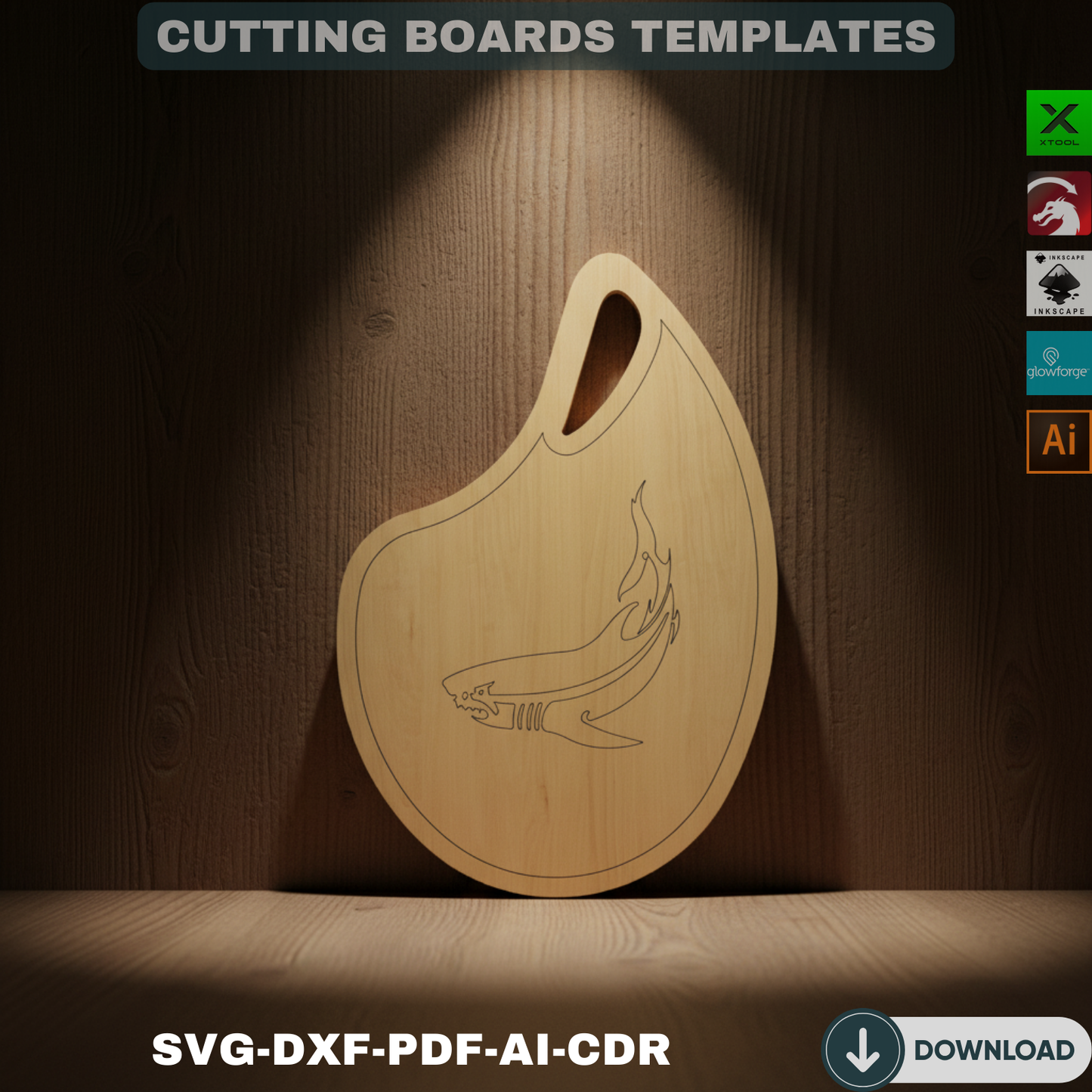 Custom Engraved Cutting Board SVG Bundle - Laser Cut Charcuterie Board Digital Files - Kitchen Decor Gift Set