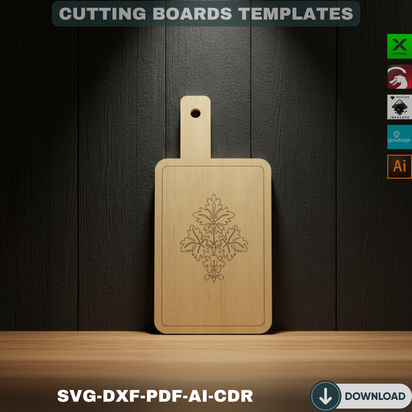 Custom Engraved Cutting Board SVG Bundle - Laser Cut Charcuterie Board Digital Files - Kitchen Decor Gift Set