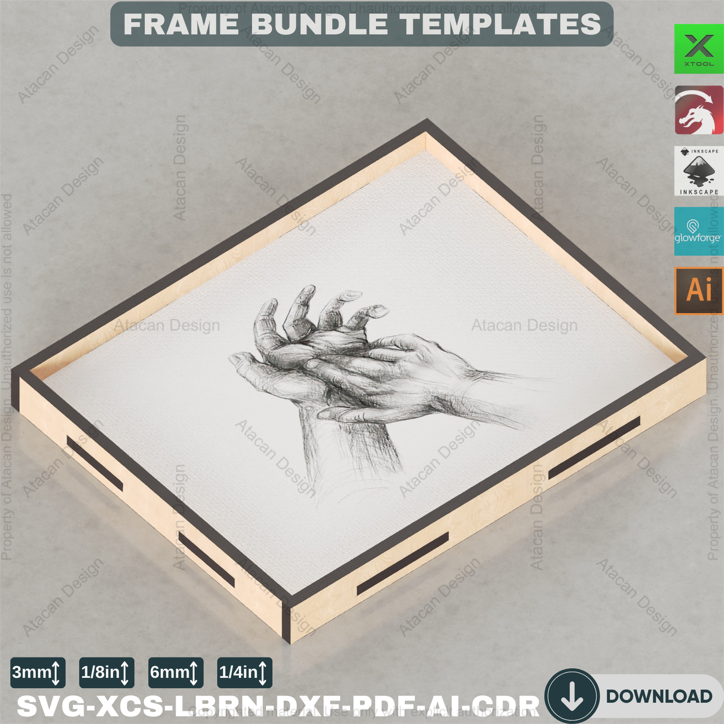 DIY Picture Frame Laser Cut Template | Multi-Size Bundle | Wall Decor Project Plans 883