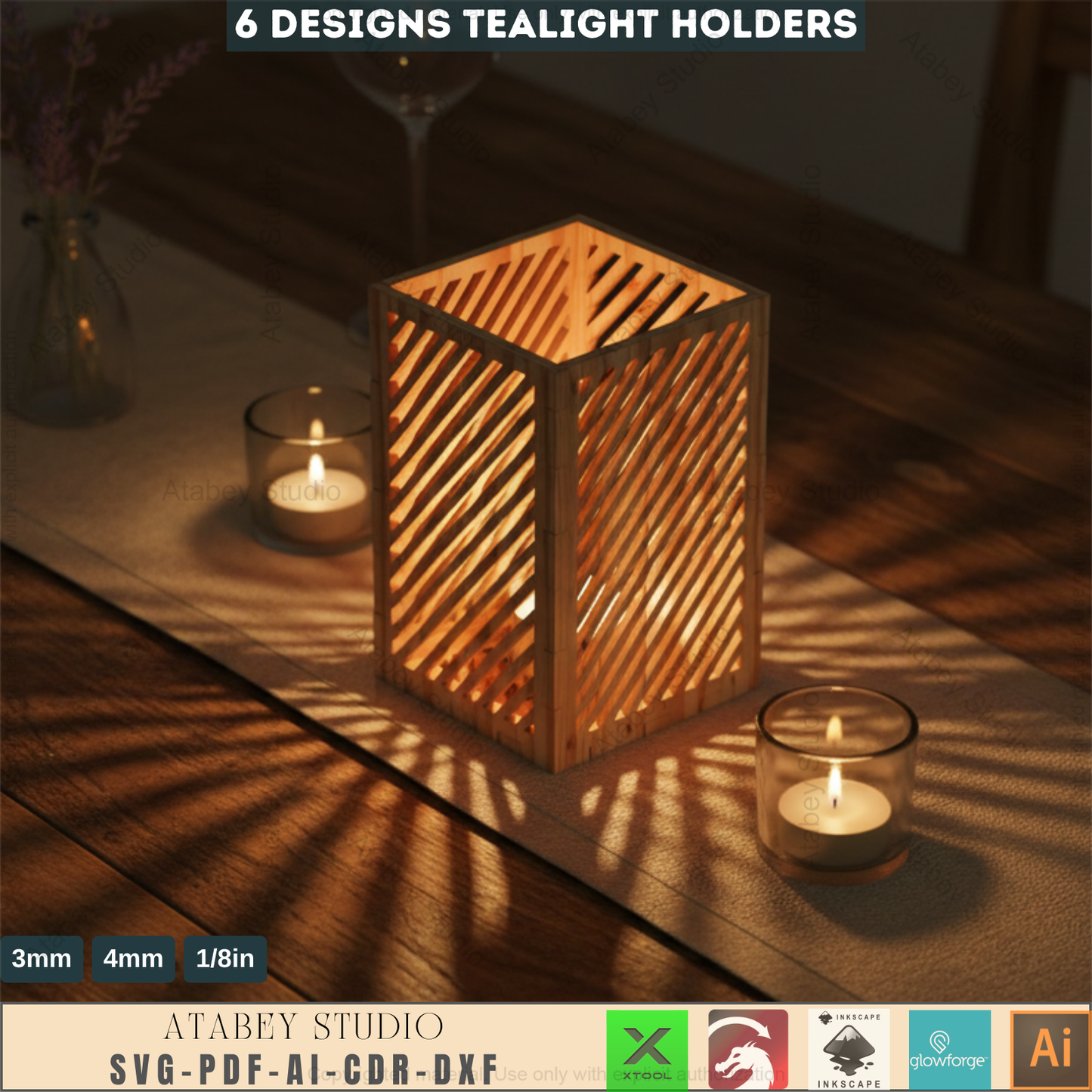 Laser Cut Tealight Holder SVG Template Bundle | 6 Unique Candle Lantern Designs for DIY Home Decor 242