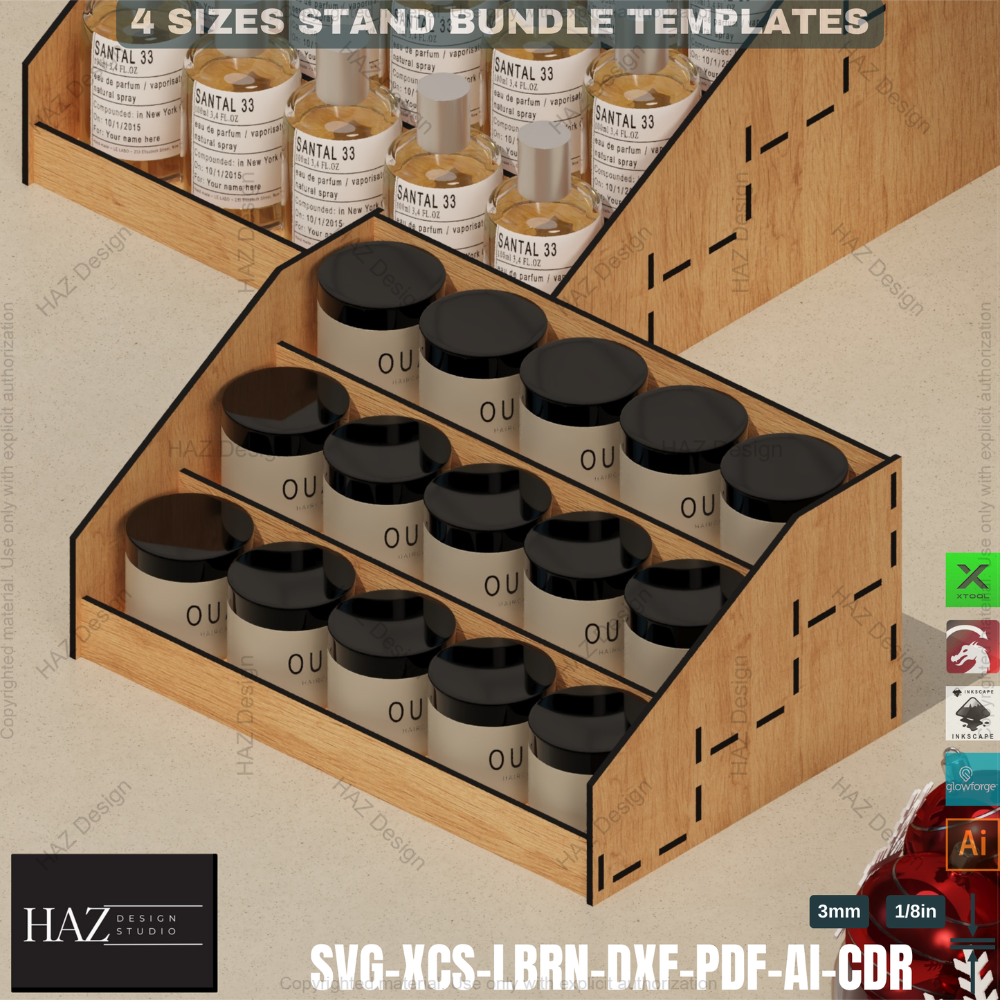 Laser Cut Display Stand - Tiered Shelf - Market Retail SVG,Tiered Display SVG - Laser Cut Shelves - 4 Sizes Bundle 419
