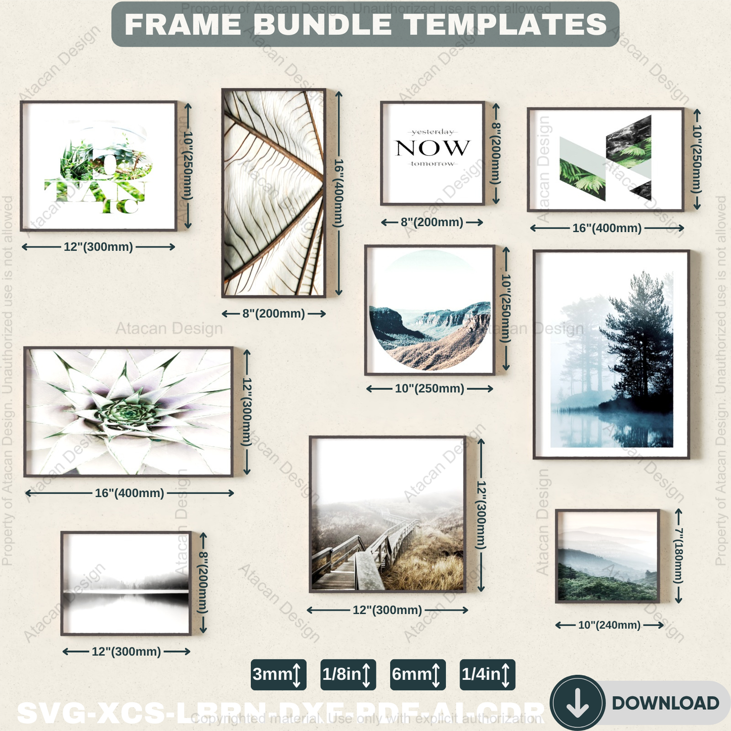 DIY Picture Frame Laser Cut Template | Multi-Size Bundle | Wall Decor Project Plans 883