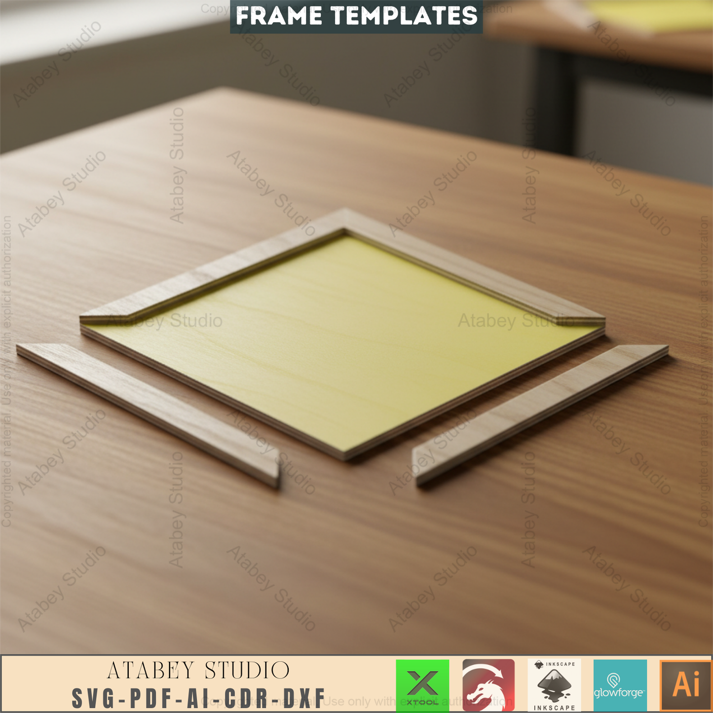 Laser Cut Frame File Bundle | 8 Sizes Included | DIY Wood Photo Decor,Easy Cut Frame Set for Laser | Square & Rectangle Multi Pack 652