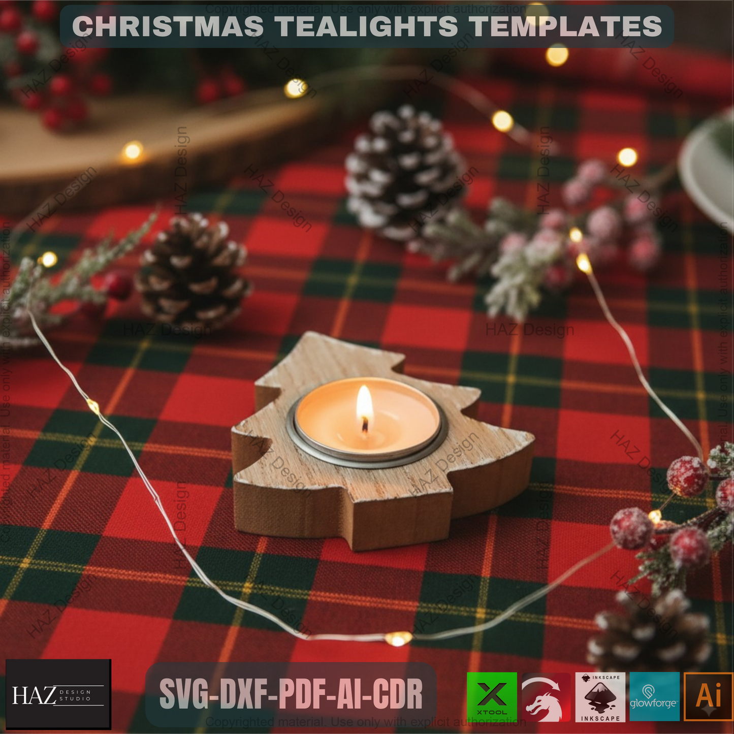 Christmas New Year 2023 Table Decoration / Christmas Wooden Candlestick Holder / Snowflake Christmas Tree Star Tealigts SVG Dxf Ai Cdr 165