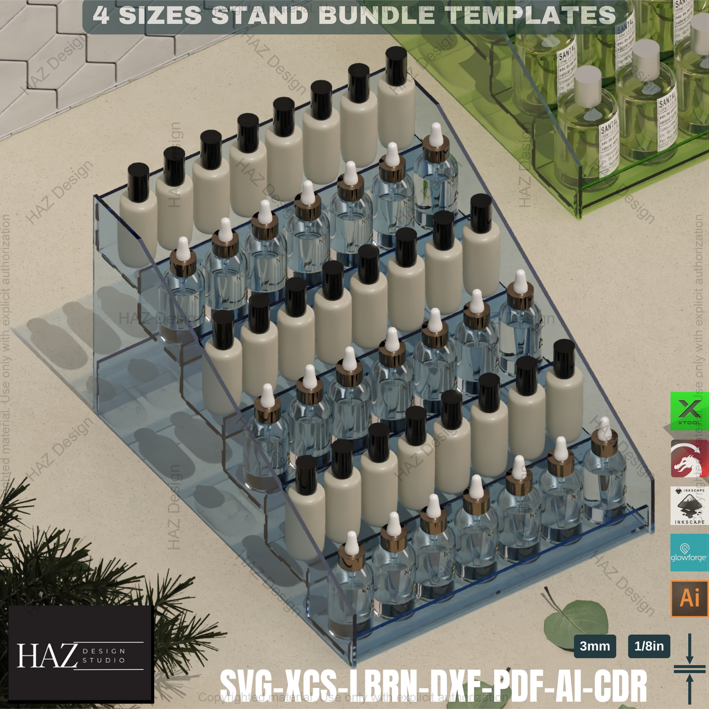 Laser Cut Display Stand - Tiered Shelf - Market Retail SVG,Tiered Display SVG - Laser Cut Shelves - 4 Sizes Bundle 419
