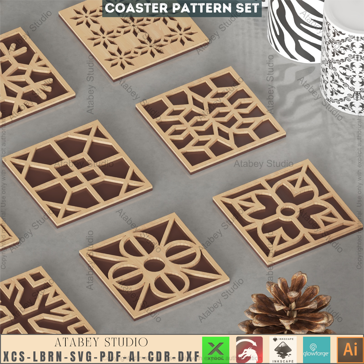 Barn Quilt Block SVG Bundle, Layered Wood Art Files for Glowforge & Xtool, Modern Farmhouse Decor, DIY Geometric Wall Art Patterns 946